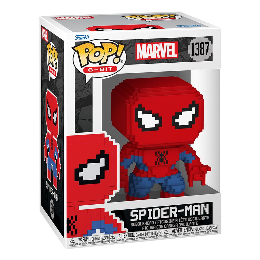 SPIDER-MAN MARVEL 8-BIT FUNKO POP. Figura de vinilo de la línea 'POP!', tamaño aprox. 9 cm. Explora el mundo de los videojuegos retro con esta figura de vinilo Spider-Man 8-Bit, cuidadosamente diseñada por Funko. Con un tamaño de aproximadamente 9 cm, esta figura destaca por su singular diseño pixelado, que recuerda a los clásicos videojuegos de 8 bits. El personaje, con su característico traje rojo y azul, es una pieza esencial para cualquier coleccionista de Marvel. Fabricada con materiales de alta calidad, esta figura no solo es llamativa, sino también duradera.