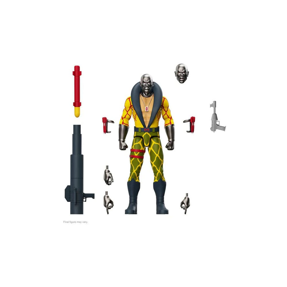 Destro python patrol gi joe ultimates.  ¡rápido, gi joe! ¡super7 ultimates! Destro, la patrulla pitón, está listo para atacar. Esta figura de 18 cm, altamente articulada, presenta detalles metálicos y está inspirada en las figuras de acción clásicas de la patrulla pitón. Su caja con ventana, ideal para coleccionistas, con una exuberante escena selvática, crea una sensación de aventura, ya que el peligro acecha en cada esquina. Esta figura viene con cabezas, manos y armas intercambiables, para que puedas cambiar el aspecto de destro y añadir más caos. Completa tu lista de tropas de operativos cobra con un coleccionable listo para todo.