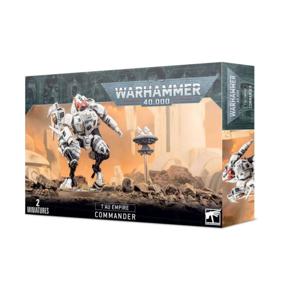 T'AU EMPIRE COMMANDER WARHAMMER 40,000. Rápidos y letales, los Comandantes T'au pilotan exoarmaduras de tamaño y potencia intimidantes. Obviamente el mero hecho de pilotar una enorme exoarmadura no convierte automáticamente a un soldado en Comandante; es la astucia estratégica y la capacidad de adaptarse a situaciones impredecibles lo que más distingue a este piloto de los demás. Se necesitan muchísimos años de incansable dedicación para alcanzar este prestigioso rango; todos los Comandantes T'au han conseguido su estatus por las malas. Sus Exoarmaduras XV85 Sentenciador están armadas con una gama de armas enormemente destructivas: lanzallamas, blásteres de iones y eyectores de minas son algunas de las opciones disponibles, junto con contramedidas electrónicas y enormes capacidades de procesamiento de datos que mejoran el rendimiento en batalla. La variante XV86 de la Exoarmadura Estrella de hielo está cubierta de aletas que la hacen más aerodinámico y le permiten desplazarse a gran velocidad por el campo de batalla, aniquilando a los enemigos con los potentes impactos de su cañón rotativo. Sus contramedidas holofotónicas y los conjuntos de telemetría proporcionan a la Estrella de hielo y a su piloto una enorme variedad de información que abrumaría a una mente no entrenada pero que, en este caso, permite a la armadura Estrella de hielo elevarse sobre sus enemigos con una agilidad que los sistemas de puntería enemigos no pueden contrarrestar. Con este kit multicomponente de plástico tendrás todo lo que necesitas para montar un Comandante T’au con exoarmadura XV-85 Sentenciador o con exoarmadura XV86 Estrella de hielo. Hay una inmensa cantidad de opciones disponibles en la caja: diferentes cabezas, motores, brazos y piernas, ¡y un montón de armas! Un eyector de minas aéreas, un fusil de plasma, un lanzallamas, un bláster fundidor, un ciclobláster iónico, un cañón rotativo (con kit de mejoras) y un módulo lanzamisiles. También incluye un dron, que puede montarse como un Dron de combate, un Dron de defensa o un Dron Telemétrico. Este kit contiene 77 componentes y una peana redonda Citadel de 60 mm. Esta miniatura se vende sin pintar y sin montar; recomendamos usar pegamento para plástico Citadel y pinturas Citadel Colour. Las miniaturas se proporcionan sin montar ni pintar. Recomendamos usar pegamento para plástico Citadel y pinturas Citadel Colour.