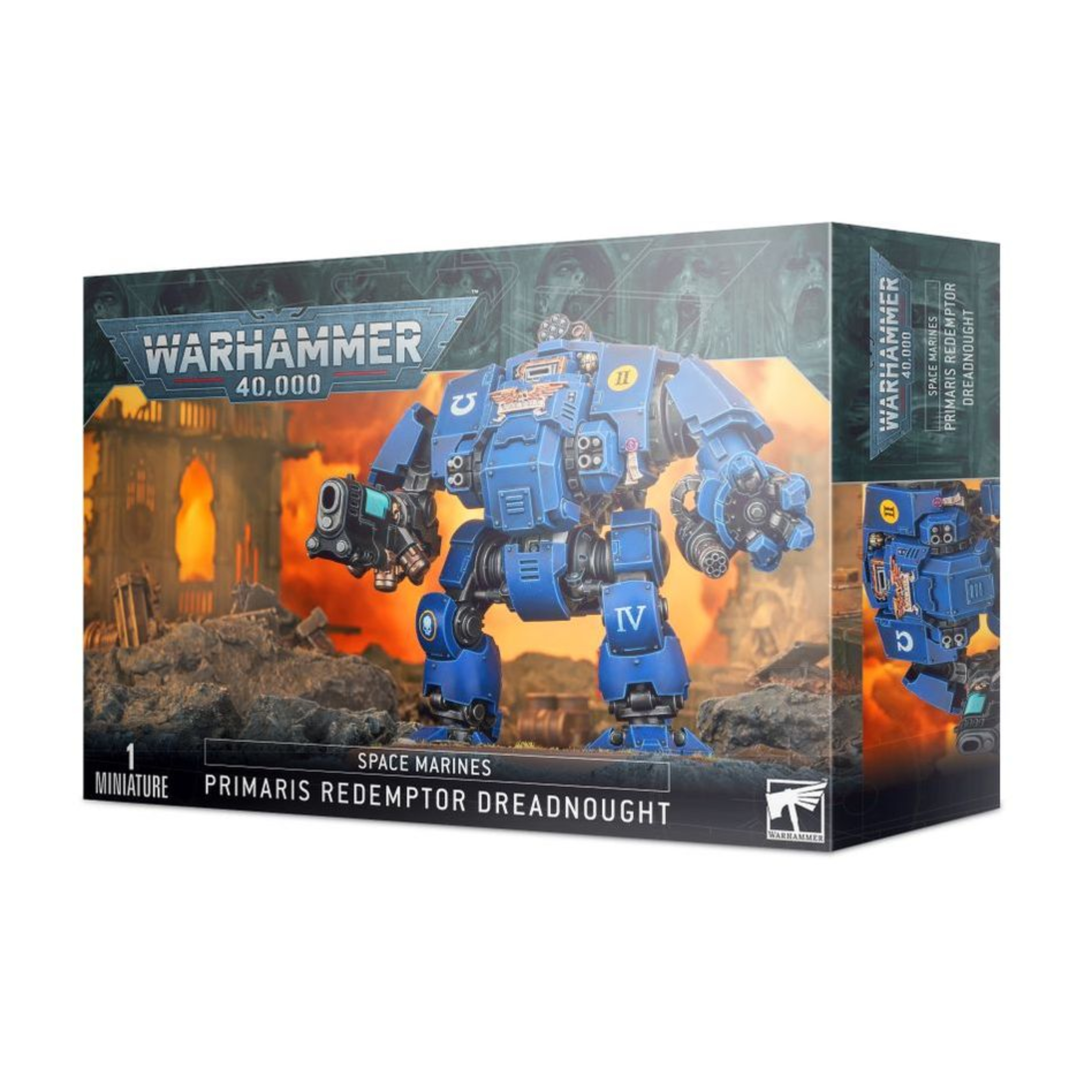 SPACE MARINES PRIMARIS REDEMPTOR DREADNOUGHT WARHAMMER 40,000 Máquinas de guerra que aplastan huesos y revientan cráneos mientras se abren paso a través de las filas enemigas. Más altos, corpulentos y astutamente diseñados que los dreadnoughts de diseño tradicional, estos goliats están alimentados por reactores hiperdensos y sofisticados paquetes de fibras. Pueden acelerar de un paso ruidoso a una marcha de grandes zancadas que hacen temblar el suelo, atravesando lluvias de fuego sin inmutarse. El diseño de los vínculos neuronales del redemptor es tan milagroso que su habitante, a pesar de estar sepultado en el sarcófago dentro del pecho del dreadnought, puede ejercer control con una destreza y velocidad sorprendentes. Este kit de plástico multicomponente contiene las piezas necesarias para montar un primaris redemptor dreadnought. Con el doble de altura que los ya imponentes primaris space marines, y más alto y corpulento que el dreadnought normal, esta miniatura tiene un aspecto excepcionalmente agresivo que se corresponde con su gran potencia en la mesa de juego. Artilla un cañón gatling o un incinerador de plasma como opciones para la mano derecha, y un puño de redemptor con lanzallamas pesado o cañón gatling como armas de apoyo para la izquierda, 2 lanzagranadas fragtormenta o bólters tormenta montados en el pecho, y una batería de cohetes ícaro en el armazón como defensa antiaérea. La armadura pesada del pecho (repleta de superficies lisas y líneas rectas, perfecta para añadir calcomanías y detalles) del redemptor dreadnought puede modelarse para que se abra pivotando y muestre el sarcófago sepultado en su interior. El aficionado más osado puede quitar también los pernos de la cintura, los brazos y las piernas de la miniatura, lo que aporta una mayor variedad de opciones de poses. El primaris redemptor dreadnought se compone de 109 piezas, e incluye una peana redonda citadel de 90 mm y una hoja de calcomanías.