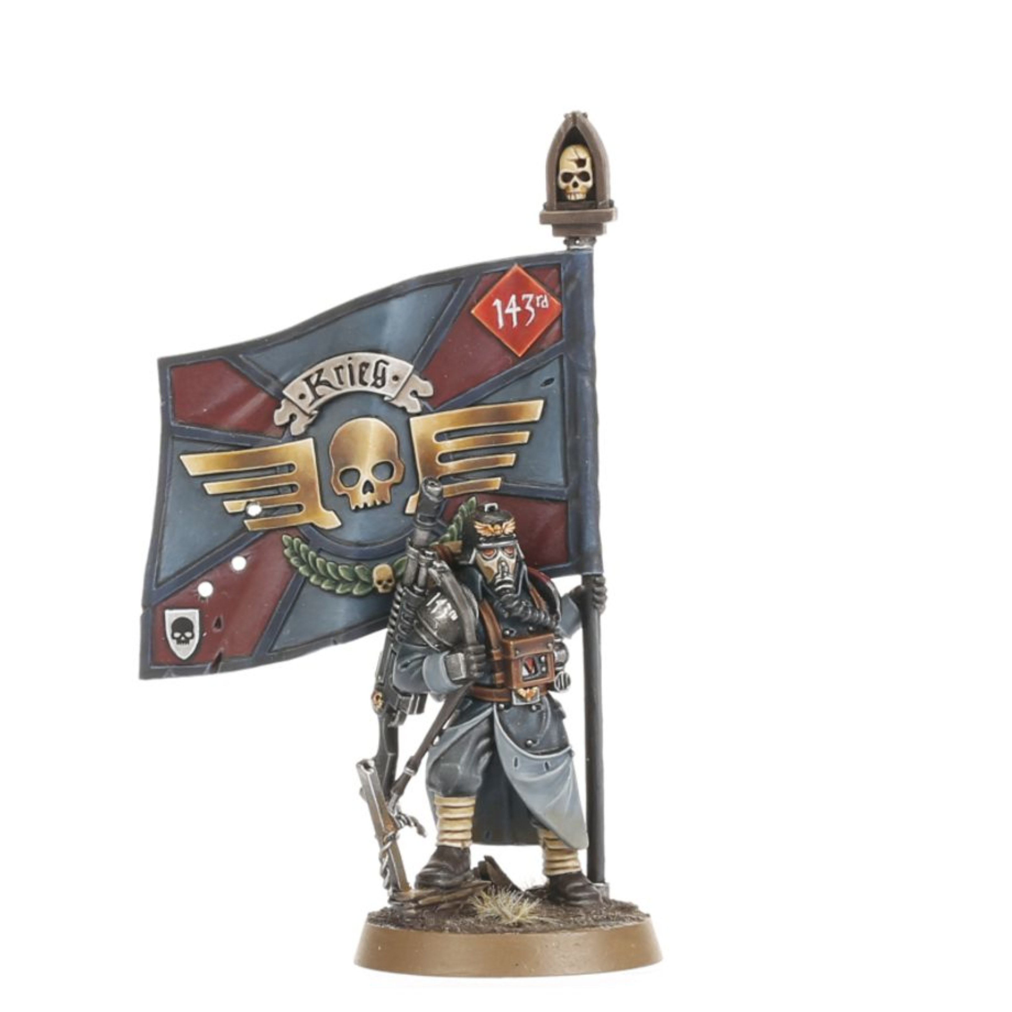 ASTRA MILITARUM KRIEG COMMAND SQUAD WARHAMMER 40,000 Astra militarum krieg command squad warhammer 40,000. Las escuadras de mando de krieg están dirigidas por representantes del officio prefectus, normalmente un comisario de alto rango asistido por un séquito de veteranos y oficiales subalternos. Lideran sus tropas desde primera línea y con frecuencia los encontrarás en los combates más intensos. Con este kit multicomponente de plástico puedes montar una escuadra de mando de krieg para incluirlo en tus ejércitos del astra militarum en partidas de warhammer 40,000. La unidad está compuesta por un lord comisario, cinco guardias veteranos y un servoescriba; una importante incorporación de especialistas para tu fuerza. El lord comisario puede equiparse con una pistola de plasma o un látigo en su brazo derecho, y con un puño de energía o una espada de energía envainada y señalando con su otro brazo. También puedes montar a uno de los guardias veteranos de tu unidad con una pistola láser, una pistola bólter o una pistola de plasma en la mano derecha, y con una espada sierra, arma de energía o garrote de trinchera en la izquierda. Otro guardia puede equiparse con un bólter, un rifle de plasma, un rifle de fusión o un lanzagranadas, y elegir entre dos accesorios opcionales para llevar en la mochila: granadas o munición para el lanzagranadas. Los otros guardias llevan el estandarte del regimiento, el vocomaestro y los contraagentes alquímicos, respectivamente. También hay una gama de accesorios estéticos, como palas, para decorar aún más tus miniaturas. El kit contiene 81 piezas de plástico, 6 peanas redondas citadel de 25 mm y 1 peana redonda citadel de 32 mm. También incluye una hoja con 803 calcomanías al agua de los korps de la muerte de krieg para personalizar tus miniaturas. Las miniaturas se proporcionan sin montar ni pintar. Recomendamos usar pegamento para plástico citadel y pinturas citadel colour.