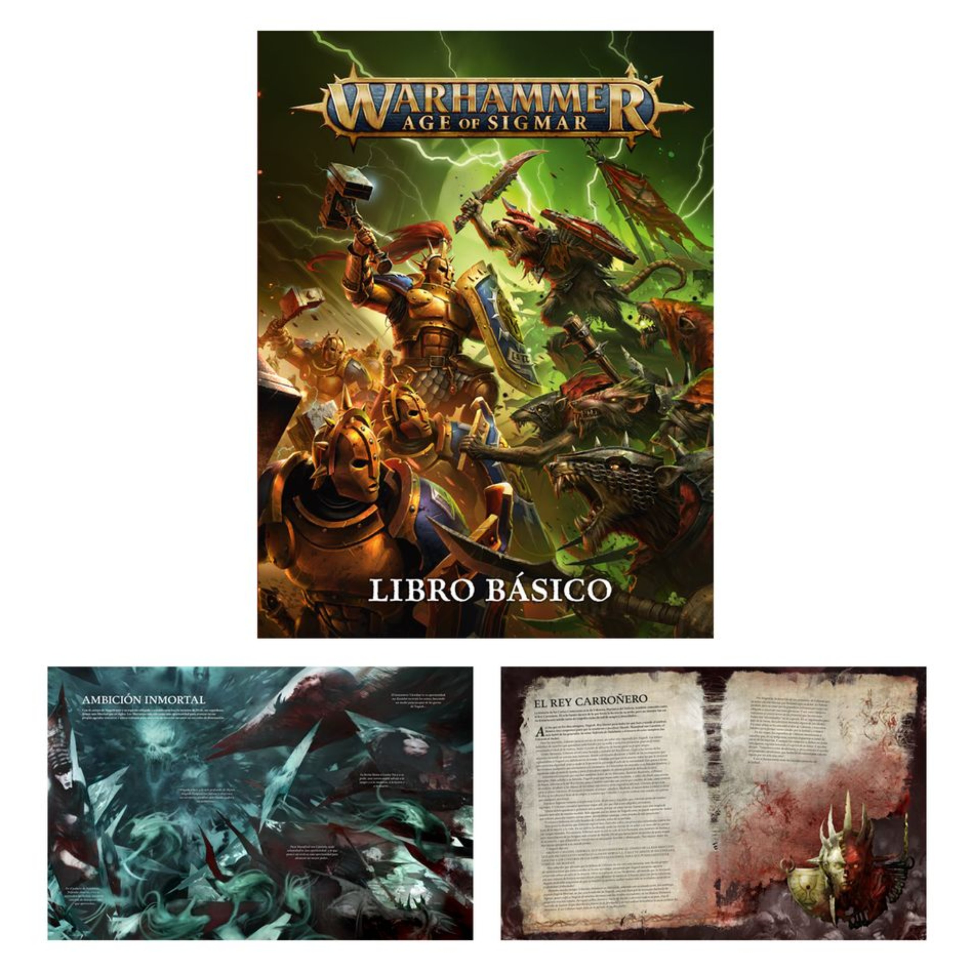 AGE OF SIGMAR: CAJA DE INICIO (ESPAÑOL) Age of sigmar: caja de inicio (español).  la era de sigmar es una era de guerra sin fin. Durante siglos, los formidables forjados en la tormenta han luchado contra las fuerzas del mal. Ahora se enfrentan a su momento más oscuro, con las malvadas hordas de los skaven amenazando con destruir los reinos mortales. Este set es ideal para empezar con warhammer age of sigmar, un apasionante universo de fantasía del que puedes formar parte coleccionando ejércitos, pintándolos y combatiendo con tus amistades. El manual de 64 páginas contiene todo lo que necesitas para empezar con todos los aspectos de este emocionante hobby; aprenderás a montar y pintar tus miniaturas, descubrir el universo al que pertenecen y disputar con ellas tus primeras batallas.