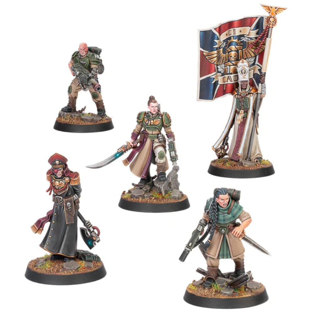 ASTRA MILITARUM HELL´S LAST WARHAMMER 40,000. Los últimos del Infierno es el apodo que recibe el 101.º Regimiento de Cadia, siempre al frente en la guerra de la humanidad contra la oscuridad. Minka Lesk, capitana de la séptima compañía, lidera a su escuadra de veteranos contra viento y marea. Junto a ella marcha el legado de Cadia, nuevo y viejo, legítimo y trasplantado... mientras ellos resistan, Cadia resistirá. Con este kit multicomponente de plástico puedes montar a la legendaria capitana Minka Lesk y a sus compañeros para reforzar tus ejércitos del Astra Militarum en partidas de Warhammer 40,000. Salidos directamente de las páginas de sus novelas de la Black Library, su escuadra incluye al confesor Talbeas con el estandarte del regimiento, al veterano soldado Jaromir con su característico fusil de fusión, al siniestro comisario Shand y a la sigilosa sargento veterana Grawnya. Llévalos al tablero y descubre nuevas formas de hacer crecer su saga de épicas aventuras.