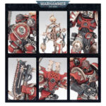 WORLD EATERS KHORNE BERZERKERS WARHAMMER 40,000. Los Bersérkeres de Khorne se deleitan en su rol de sagrados destructores del Dios de la Sangre, y su fanatismo es temido en toda la galaxia. La ira disforme de estos guerreros superlativos les lleva a un frenesí asesino en movimiento. Aquellos que les hacen frente en batalla son masacrados bajo una lluvia de furiosos golpes de armas sierra, cada uno de ellos lo bastante poderoso como para cercenar extremidades, decapitar cabezas y atravesar las placas de armadura pesada. Este kit de plástico multicomponente permite montar 10 Bersérkeres de Khorne, arietes transhumanos implantados con clavos de Carnicero inductores de furia. Cada uno de estos guerreros está armado con una arma sierra de Bersérker (diversos modelos de hachas sierra y espadas sierra), además de una pistola bólter. Este kit incluye componentes para equipar hasta a dos Bersérkeres con evisceradores a dos manos, a otro con dos pistolas de plasma, y añadir a tu escuadra un icono Bersérker rematado por un cráneo. También puedes montar un Campeón Bersérker, que incluye opciones adicionales de cabezas y hombreras, y puede armarse con una pistola de plasma propia. En esta caja encontrarás un montón de opciones de montaje intercambiables, incluyendo mochilas de energía, hombreras con diseños grabados y 26 cabezas únicas, divididas entre yelmos con cresta y caras descubiertas, a fin de asegurar que no haya dos Bersérkeres iguales en tu banda de Devoradores de Mundos. Este kit consta de 141 componentes de plástico, e incluye 10 peanas redondas Citadel de 32mm. También se incluye una hoja de calcomanías de los Devoradores de Mundos con 200 transferibles de simbología de Khorne, tatuajes rúnicos, estrellas de ocho puntas, cráneos y variaciones del icono de la Legión de los Devoradores de Mundos. Estas miniaturas se suministran sin pintar y requieren montaje. Recomendamos usar pegamento para plástico Citadel y pinturas Citadel Colour.