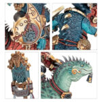 SERAPHON AGGRADON LANCERS WARHAMMER AGE OF SIGMAR. Los Lanceros de Agradón es una de las caballerías más agresivas de los Reinos Mortales, ya que sus temibles corceles escamosos solo se vuelven más rápidos y voraces a medida que el frenesí de la batalla se apodera de sus sentidos. Una carga de Lanceros en Agradón puede colapsar líneas de batalla enteras en una tormenta de violencia depredadora, donde jinetes y monturas arremeten con una fuerza y ferocidad salvajes. Con este kit de plástico multicomponente puedes montar tres Lanceros en Agradón: una formidable y sanguinaria caballería de los Serafones. Todos los Jinetes Saurios pueden estar armados con un garrote de celestita con púas o una lanza de celestita perforante, y cada uno viene con dos collares blindados para que elijas las poses. Puedes montar una miniatura como Campeón Alfa, con una selección de cabezas y armas únicas, poses de brazos alternativas y un escudo único, uno como Músico de Tambor de guerra y otro como un imponente Portaiconos. El kit ofrece un gran número de opciones de personalización: seis cabezas y tres escudos que se pueden usar con cualquiera de los jinetes, así como colas intercambiables, placas de armadura y adornos de plumas para los Agradones, lo que te permite crear una lista variada de jinetes y corceles reptilianos. Este kit consta de 95 componentes de plástico y viene con tres peanas ovaladas Citadel de 75x42 mm. Estas miniaturas requieren montaje y pintado. Recomendamos utilizar pegamento para plástico Citadel y pinturas Citadel Colour.