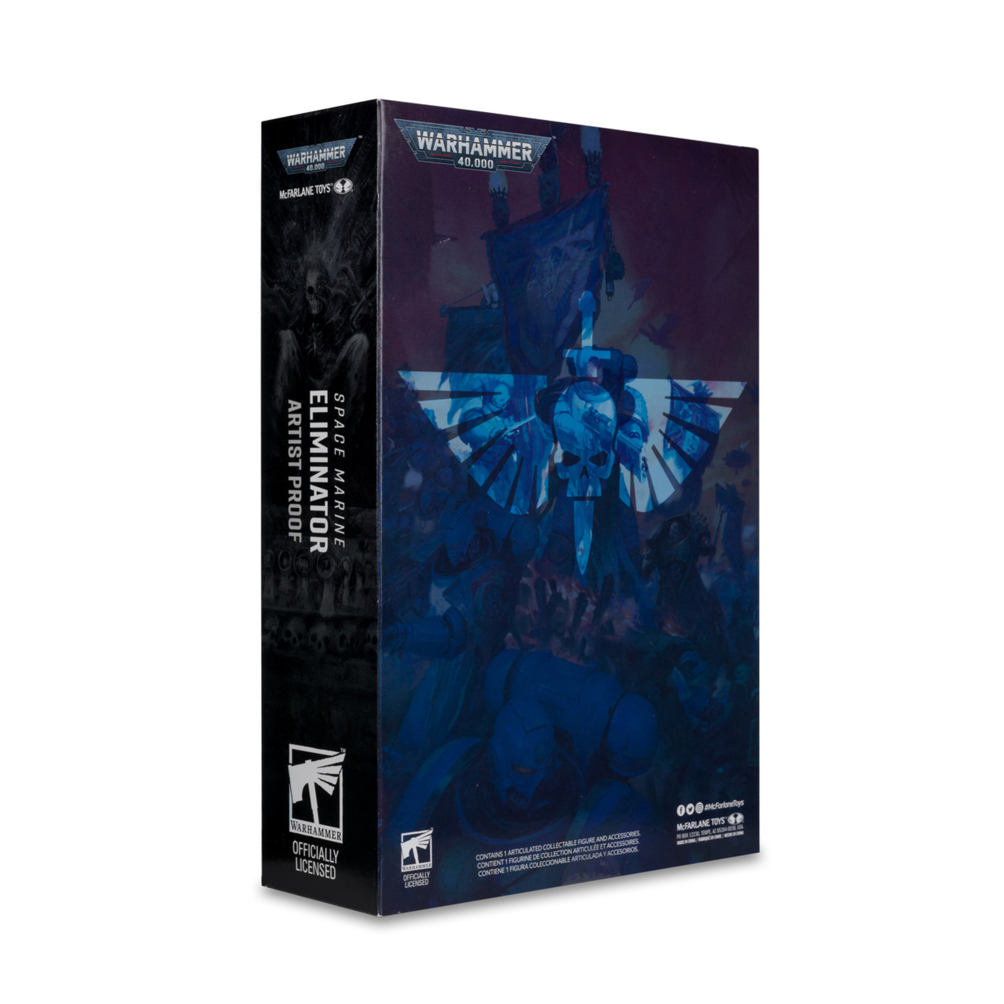 ELIMINATOR (SPACE MARINE) ARTIST PROOF WARHAMMER 40,000 Eliminator (space marine) artist proof warhammer 40,000.  los eliminators, tiradores expertos, acechan en las sombras del campo de batalla, buscando objetivos oportunos y derribándolos con precisas ráfagas de fuego. A continuación, estos asesinos silenciosos se escabullen en busca de su próxima presa. Escala detallada de 17,78 cm. Figura a escala de 17,78 cm increíblemente detallada basada en la franquicia warhammer 40,000. La figura es de color gris mate clásico para pintar y personalizar. Diseñada con ultra articulation, con hasta 22 partes móviles para una amplia gama de poses y juego. Incluye rifle de francotirador, capa de tela, mano extra, tarjeta coleccionable y base de exposición. La figura se presenta en una caja con ventana temática de warhammer 40,000. Colecciona todas las figuras de warhammer 40,000 de mcfarlane toys.