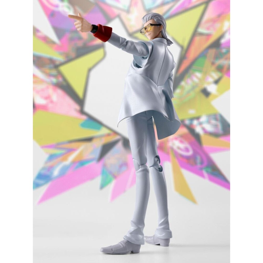 X to be hero x sh figuarts.  personaje central de to be hero x, x encarna el misterio, la clase y la ironía en un universo tan colorido como caótico. Verdadero enigma, navega entre la manipulación y el carisma, e impone su estilo único en una serie donde lo absurdo se codea con la estética ultraestilizada. La figura lo presenta en una postura segura, con un dedo levantado como para subrayar un comentario mordaz o un remate memorable. Su silueta esbelta, su mirada oculta tras unas gafas tintadas y su traje inmaculado capturan a la perfección su aspecto de estratega elegante y distante. El diseño es muy fiel: traje blanco de tres piezas con chaleco y chaqueta larga, camisa negra a juego, corbata roja brillante y guantes rojos. El pelo plateado peinado hacia atrás refuerza su carisma visual. Cada pliegue del traje y cada accesorio están representados con precisión para respetar su estilo sofisticado. Con una altura aproximada de 16 cm, esta figura de pvc forma parte de la colección s. H. Figuarts de bandai. Las articulaciones bien integradas permiten adoptar diversas poses emblemáticas sin afectar a la nitidez de las líneas. Una elección ideal para los amantes de los personajes enigmáticos y elegantes.