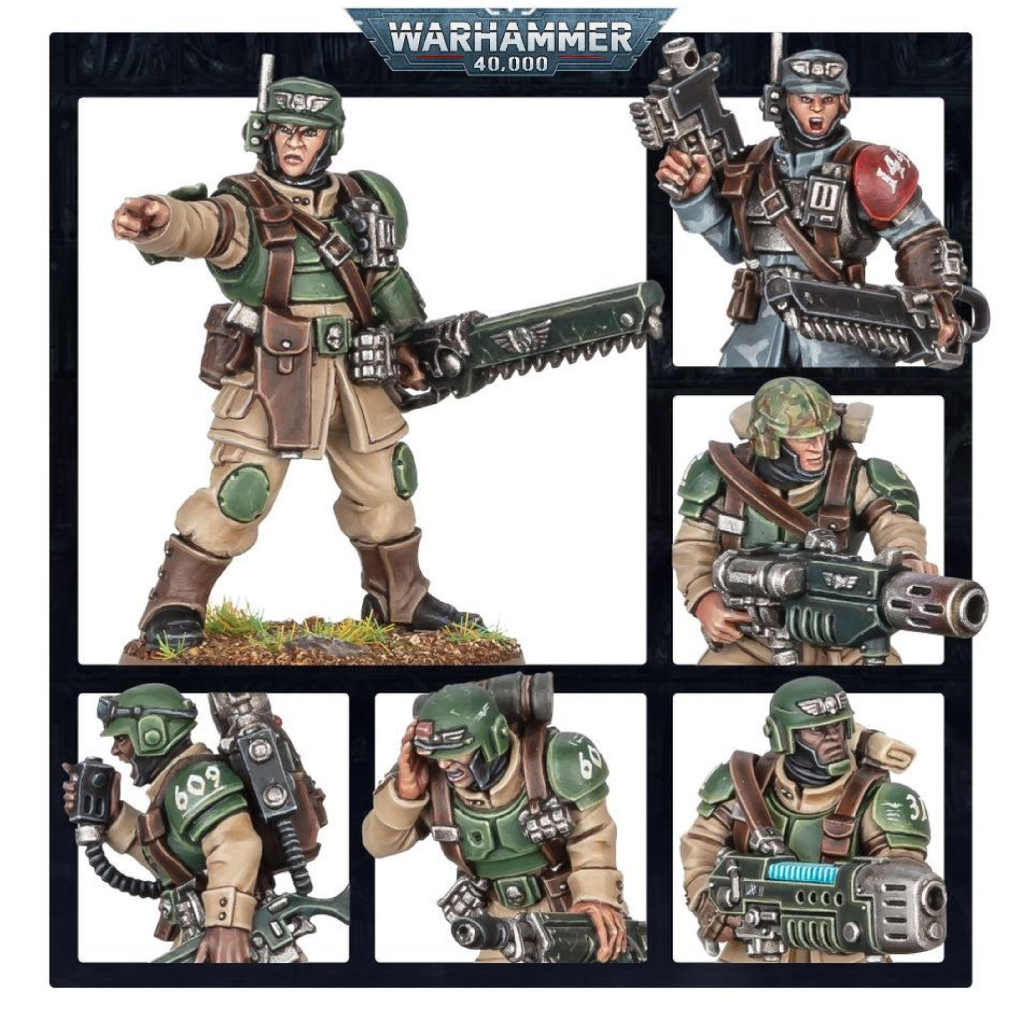 ASTRA MILITARUM: CADIAN SHOCK TROOPS WARHAMMER 40,000 Astra militarum: cadian shock troops warhammer 40,000. Soldados natos, las tropas de choque de cadia están entrenadas para el servicio militar desde el momento en que pueden empuñar un rifle. Largos años de rigurosos ejercicios de tiro los han convertido en expertos tiradores, hábiles tanto en la defensa como en el ataque. Muchos consideran que las tropas de choque de cadia son los soldados imperiales ideales, inspirando a innumerables regimientos. Con este kit de plástico multicomponente puedes montar 10 tropas de choque de cadia, el núcleo de muchos regimientos del astra militarum. Cada soldado de choque está armado con granadas de fragmentación y un rifle láser, dirigido por un sargento armado con un rifle automático alimentado por tambor o una espada sierra con una pistola láser o bólter. El kit también incluye una variedad de armas especiales para equipar a tus soldados de choque: un lanzallamas, un lanzagranadas, una pistola de fusión y una pistola de plasma, así como un vocotransmisor para las comunicaciones en el campo de batalla. También encontrarás un montón de opciones estéticas para garantizar que no haya dos escuadras de tropas de choque iguales, incluidas variantes de poses, más de 20 cabezas diferentes, sacos de arena, cuchillos de combate, una pala, un casco de repuesto y muchos sacos de dormir. Este kit consta de 131 piezas de plástico y se suministra con 10 peanas redondas citadel de 25 mm. También incluye una hoja de calcomanías de infantería del astra militarum, con 597 calcomanías con números, marcas de escuadra y heráldica del regimiento de cadia. Estas miniaturas se suministran sin pintar y requieren montaje; recomendamos usar pegamento para plástico citadel y pinturas citadel colour.