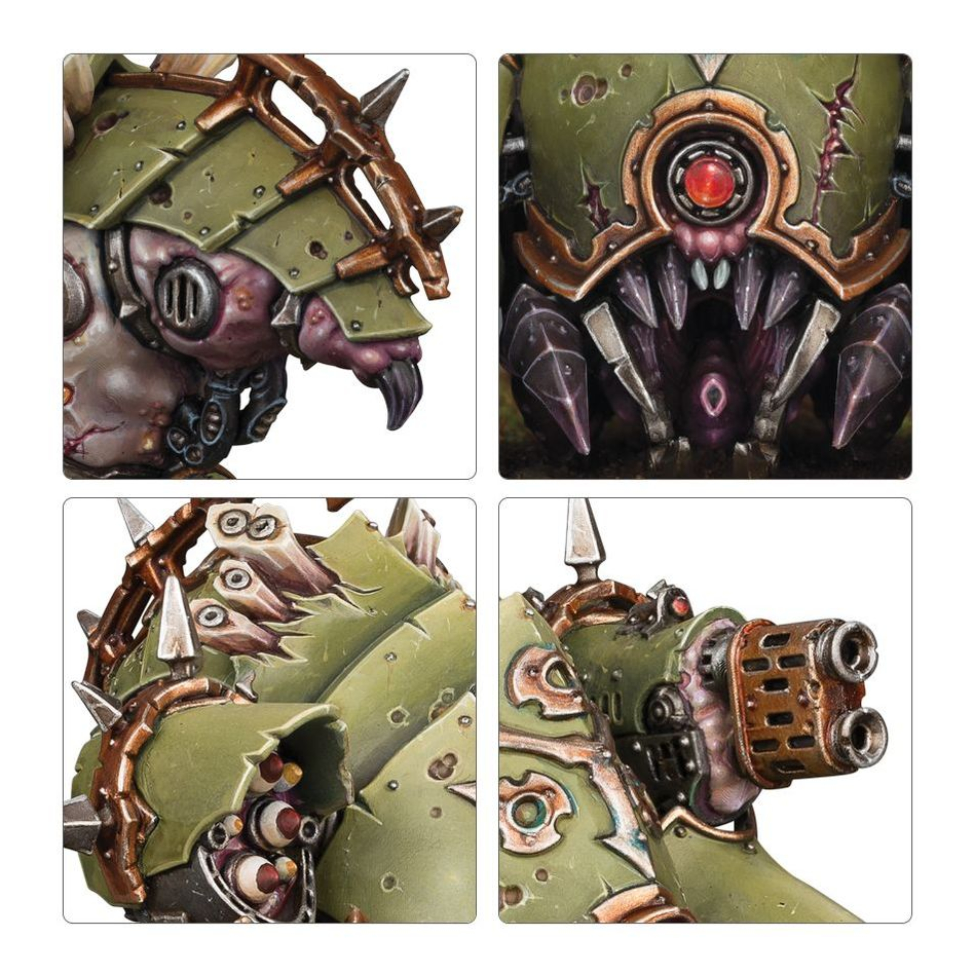 DEATH GUARD: MYPHITIC BLIGHT-HAULER WARHAMMER 40,000 Death guard: myphitic blight-hauler warhammer 40,000. Mientras eructan gases hediondos que inundan el aire, los cargaplagas mefíticos usan su movilidad todoterreno y su armamento pesado para cazar tanques enemigos y proporcionar fuego de apoyo incluso en los entornos más peligrosos. Si el enemigo se acerca demasiado, estos ingenios daemónicos se le echan encima con fauces dentadas y rociadas de bilis. Con este kit multicomponente de plástico puedes montar un cargaplagas mefítico, un ingenio daemónico corrompido para tus ejércitos de la guardia de la muerte de warhammer 40,000. Este vehículo rápido y ligero es una desagradable combinación de máquina y carne pútrida. Es ideal para encargarse de los vehículos enemigos con sus fauces rechinantes, cañón de fusión, lanzamisiles y la terrible bilis que emana a borbotones del fondo de sus calderas gástricas. El kit contiene 13 piezas de plástico y 1 peana redonda citadel de 80 mm con agujeros hexagonales. Esta miniatura de encaje a presión puede montarse sin pegamento y se proporciona sin pintar. Recomendamos usar pinturas citadel colour.