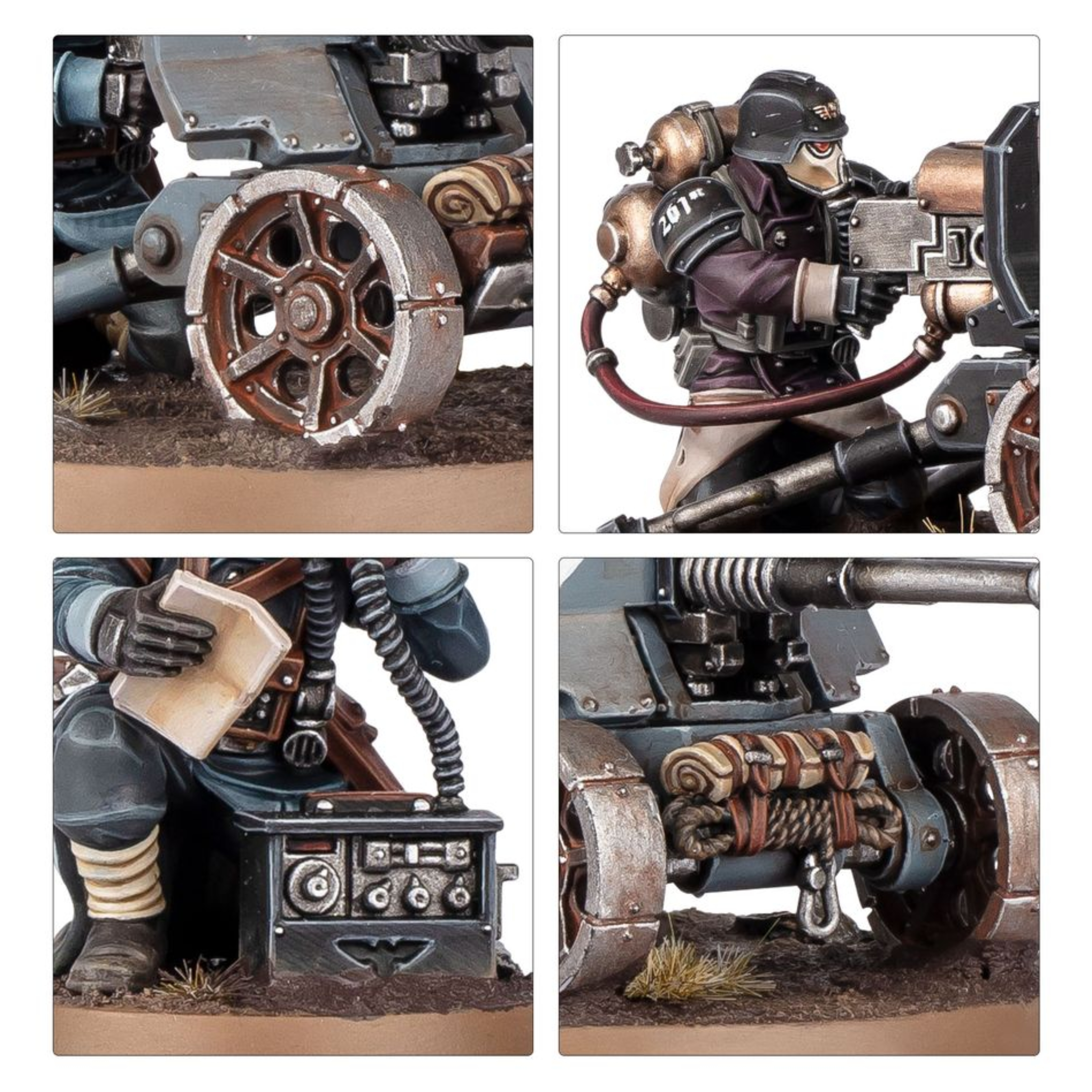 ASTRA MILITARUM KRIEG HEAVY WEAPONS SQUAD WARHAMMER 40,000 Astra militarum krieg heavy weapons squad warhammer 40,000. Las escuadra de armas pesadas de los korps de la muerte se despliegan para apoyar los asaltos de infantería, formando zonas de fuego superpuestas para inmovilizar al enemigo y facilitar el avance de las oleadas de infantería. Los coordinadores de fuego se aseguran de que los artilleros bajo su mando mantengan una cadencia de fuego insuperable. Con este kit multicomponente de plástico puedes montar una escuadra de armas pesadas de krieg compuesta por tres artilleros de armas pesadas y un coordinador de fuego para reforzar tus ejércitos del astra militarum en partidas de warhammer 40,000. Cuentan con una gran variedad de armas pesadas para debilitar las unidades enemigas y apoyar al resto de tu fuerza. Cada artillero de armas pesadas puede equiparse con un cañón láser, un lanzallamas pesado de krieg o una ametralladora pesada doble de krieg. Incluyen mochilas y accesorios intercambiables, para que sea muy fácil personalizar la unidad. El coordinador de fuego se puede montar apoyado sobre una rodilla o consultando un mapa del campo de batalla. El kit contiene 111 piezas de plástico, 3 peanas redondas citadel de 50 mm y 1 peana redonda citadel de 25 mm. También incluye una hoja con 803 calcomanías al agua de los korps de la muerte de krieg para personalizar tu escuadra. Las miniaturas se proporcionan sin montar ni pintar. Recomendamos usar pegamento para plástico citadel y pinturas citadel colour.