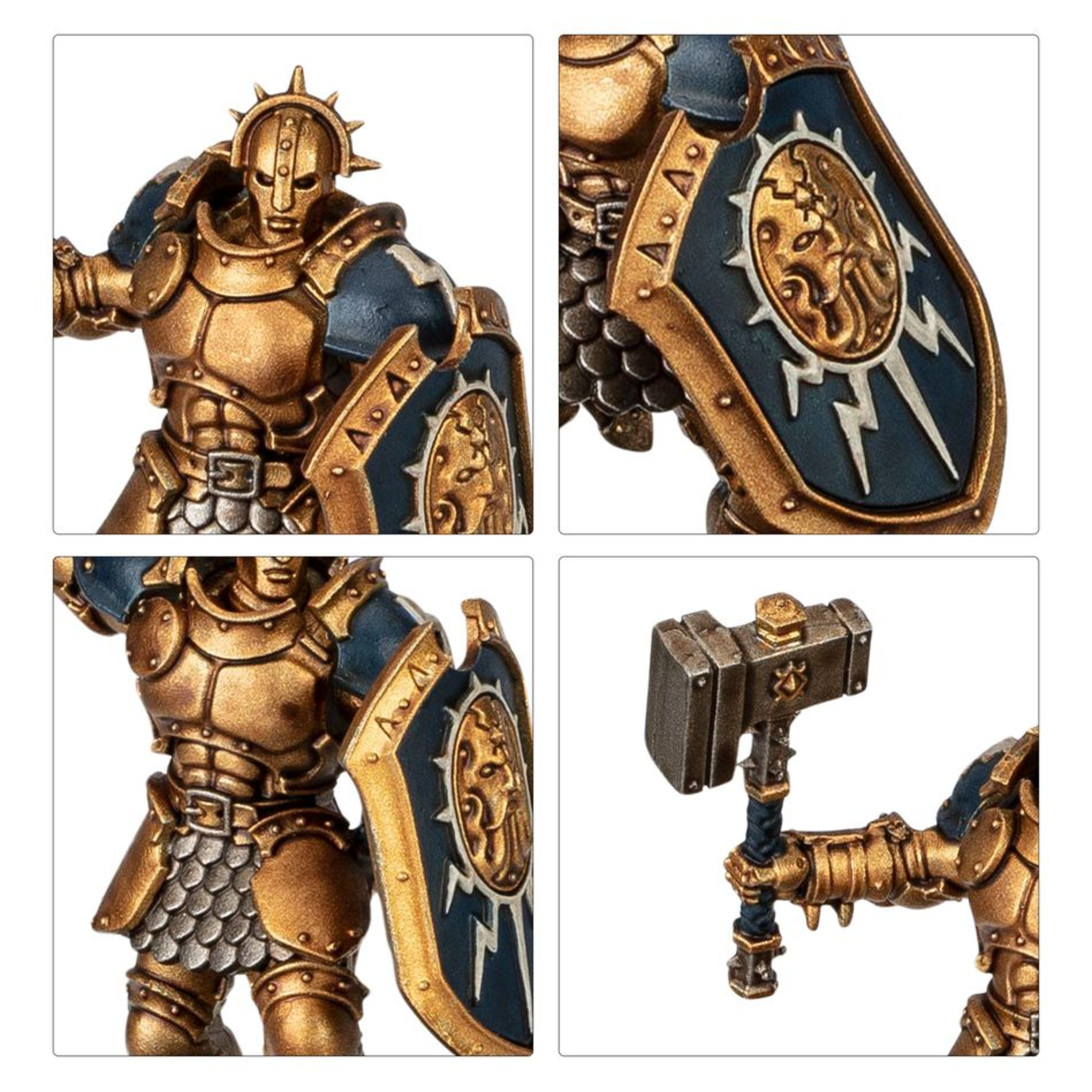 STORMCAST ETERNALS PAINTS SET WARHAMMER 40,000 Stormcast eternals paints set warhammer 40,000. Los forjados en la tormenta son guerreros cruzados bendecidos por los relámpagos. Elegidos durante su vida mortal por su heroísmo, ahora están condenados a luchar para siempre. Se enfrentan a los peores horrores presentes en los reinos mortales, canjeando su humanidad pieza a pieza para proteger a los seguidores de sigmar. Esta caja es una forma ideal de empezar tu colección de forjados en la tormenta. Recibirás tres liberadores de plástico con posturas singulares, las pinturas que necesitas para prepararlos para la batalla y un pincel para que puedas empezar. Estas miniaturas son de montaje a presión, por lo que solo requieren tenazas para ser montadas. Las seis pinturas vienen en botes de 12 ml e incluyen los colores esenciales que necesitas para pintar tus liberadores como martillos de sigmar, junto con una pintura technical para que puedas crear tus propias peanas texturizadas. Este set contiene: 3 miniaturas de liberadores forjados en la tormenta de plástico de montaje a presión y 3 peanas redondas citadel de 40 mm de agujero hexagonal. 1 pincel starter citadel colour. 6 pinturas citadel colour: – retributor armour (base) – kantor blue (base) – corax white (base) – leadbelcher (base) – agrax earthshade (shade) – astrogranite (technical) estas miniaturas se suministran sin pintar y requieren montaje. Recomendamos usar pegamento para plástico citadel y pinturas citadel colour.