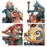 SERAPHON AGGRADON LANCERS WARHAMMER AGE OF SIGMAR. Los Lanceros de Agradón es una de las caballerías más agresivas de los Reinos Mortales, ya que sus temibles corceles escamosos solo se vuelven más rápidos y voraces a medida que el frenesí de la batalla se apodera de sus sentidos. Una carga de Lanceros en Agradón puede colapsar líneas de batalla enteras en una tormenta de violencia depredadora, donde jinetes y monturas arremeten con una fuerza y ferocidad salvajes. Con este kit de plástico multicomponente puedes montar tres Lanceros en Agradón: una formidable y sanguinaria caballería de los Serafones. Todos los Jinetes Saurios pueden estar armados con un garrote de celestita con púas o una lanza de celestita perforante, y cada uno viene con dos collares blindados para que elijas las poses. Puedes montar una miniatura como Campeón Alfa, con una selección de cabezas y armas únicas, poses de brazos alternativas y un escudo único, uno como Músico de Tambor de guerra y otro como un imponente Portaiconos. El kit ofrece un gran número de opciones de personalización: seis cabezas y tres escudos que se pueden usar con cualquiera de los jinetes, así como colas intercambiables, placas de armadura y adornos de plumas para los Agradones, lo que te permite crear una lista variada de jinetes y corceles reptilianos. Este kit consta de 95 componentes de plástico y viene con tres peanas ovaladas Citadel de 75x42 mm. Estas miniaturas requieren montaje y pintado. Recomendamos utilizar pegamento para plástico Citadel y pinturas Citadel Colour.