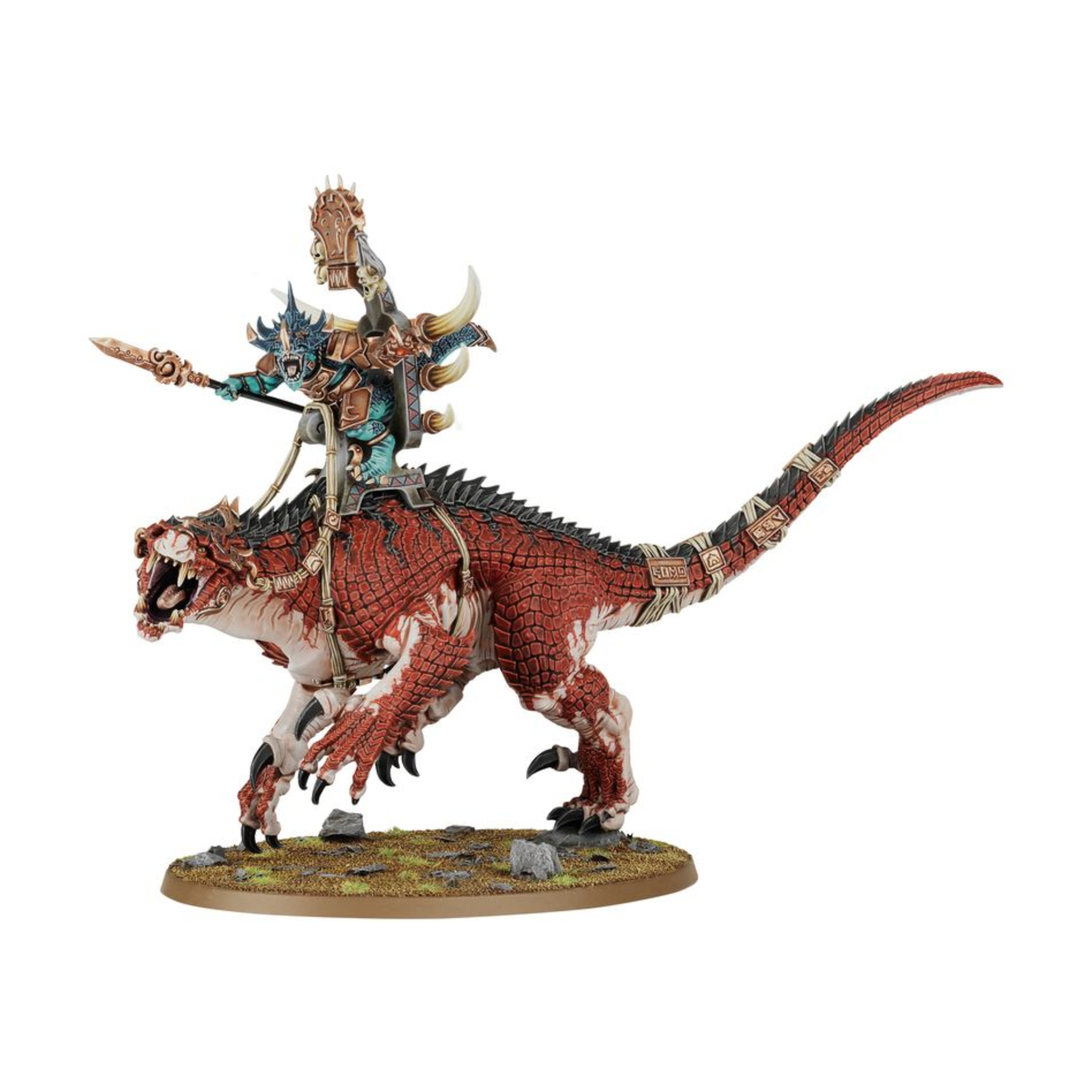 SPEARHEAD SERAPHON WARHAMMER AGE OF SIGMAR Spearhead seraphon warhammer age of sigmar. Los reptilianos serafones se esfuerzan incansablemente por hacer avanzar el gran plan de los ancestrales, devolviendo el verdadero orden y equilibrio a los reinos deformados por los dioses oscuros. Sus ejércitos ven a saurios de sangre fría y feroces bestias escamosas luchar juntos como una única fuerza potente: una fusión de violencia depredadora y poder cósmico esotérico que pocos pueden resistir. Si quieres ejercer un poder antiguo y de sangre fría para limpiar la mancha del caos de los reinos mortales, esta caja es la forma perfecta de comenzar un nuevo ejército de serafones (o ampliar una colección ya existente) y ahorra más que si las compras por separado. Contiene una equilibrada selección de unidades que te permitirá desplegar un ejército de reptilianos serafones en el tablero de juego con solo estas miniaturas. Esta caja incluye las siguientes miniaturas multicomponente de plástico: 1 saurio viejaestirpe en carnosaurio y 1 saurio viejaestirpe a pie, que también se puede montar como un saurio veterano en carnosaurio, o un oráculo eslizón en troglodón con un saurio viejaestirpe a pie. 3 kroxigores, que alternativamente se pueden montar como kroxigores prole de guerra. 10 guerreros saurios. Todas las miniaturas se suministran con sus peanas correspondientes. Estas miniaturas requieren montaje y pintado; recomendamos utilizar pegamento para plástico citadel y pinturas citadel colour.