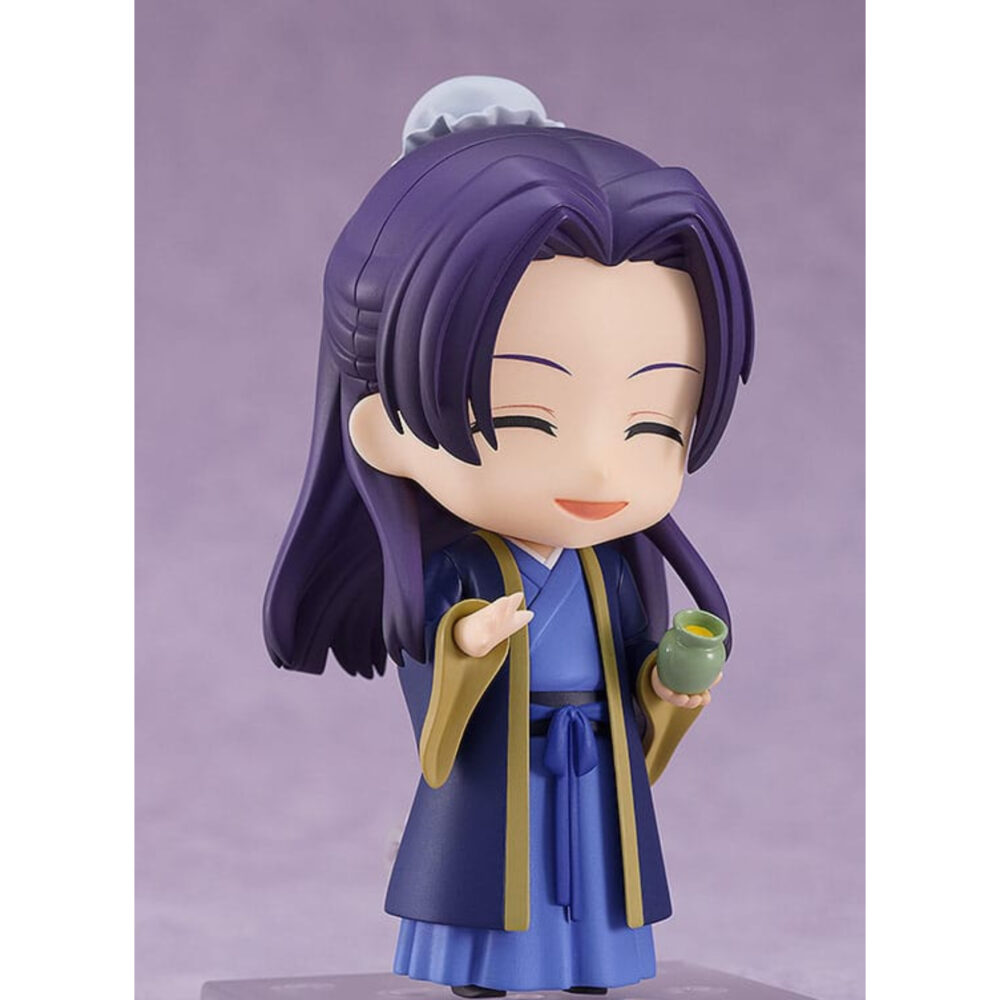 Jinshi the apothecary diaries nendoroid.  en el refinado y complejo mundo de the apothecary diaries, jinshi destaca como una figura misteriosa dentro de la corte imperial. Es un personaje lleno de carisma y ambigüedad que desempeña un papel clave en las intrigas palaciegas, mientras que su relación con maomao revela tanto su autoridad como su profundidad oculta. En equilibrio entre el poder y el encanto, jinshi desprende un aura que atrae la atención allá donde va. Su importancia en la historia va más allá de su rango social, ya que sus conexiones personales, en particular con el joven boticario, añaden matices a su personaje. Esta figura nendoroid lo captura en un adorable estilo chibi, vestido con una túnica azul tradicional adornada con oro. Su cabello violeta, recogido cuidadosamente con una cinta pálida, enmarca su rostro sereno y sus ojos morados, que irradian dignidad y elegancia, con un sutil toque de suavidad. Fabricada en pvc y con una altura de unos 10 centímetros, esta nendoroid incluye múltiples caras y accesorios, lo que permite una amplia gama de poses y expresiones. Desde su sonrisa pícara hasta su expresión severa, junto con objetos como una bolsa, un pergamino y una botella, cada pieza realza el placer de exhibir a este icónico personaje.