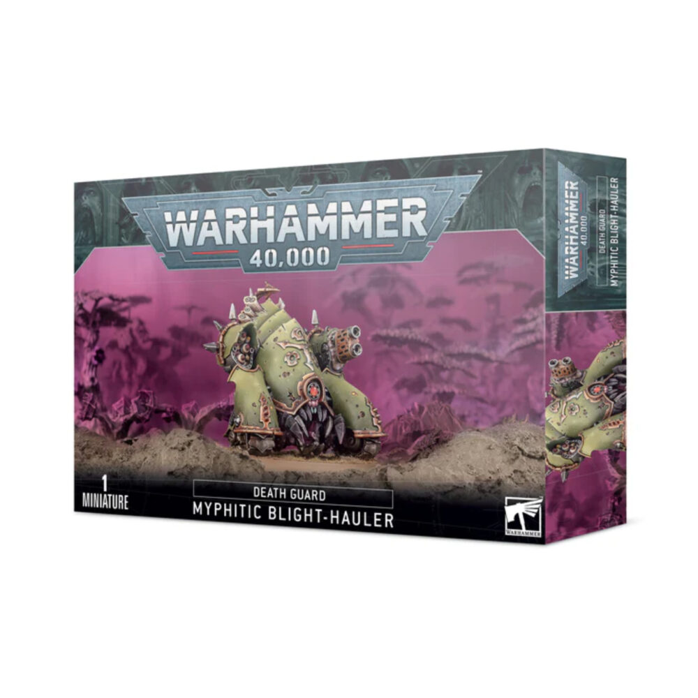 DEATH GUARD: MYPHITIC BLIGHT-HAULER WARHAMMER 40,000. Mientras eructan gases hediondos que inundan el aire, los Cargaplagas Mefíticos usan su movilidad todoterreno y su armamento pesado para cazar tanques enemigos y proporcionar fuego de apoyo incluso en los entornos más peligrosos. Si el enemigo se acerca demasiado, estos Ingenios daemónicos se le echan encima con fauces dentadas y rociadas de bilis. Con este kit multicomponente de plástico puedes montar un Cargaplagas Mefítico, un ingenio daemónico corrompido para tus ejércitos de la Guardia de la Muerte de Warhammer 40,000. Este vehículo rápido y ligero es una desagradable combinación de máquina y carne pútrida. Es ideal para encargarse de los vehículos enemigos con sus fauces rechinantes, cañón de fusión, lanzamisiles y la terrible bilis que emana a borbotones del fondo de sus calderas gástricas. El kit contiene 13 piezas de plástico y 1 peana redonda Citadel de 80 mm con agujeros hexagonales. Esta miniatura de encaje a presión puede montarse sin pegamento y se proporciona sin pintar. Recomendamos usar pinturas Citadel Colour.