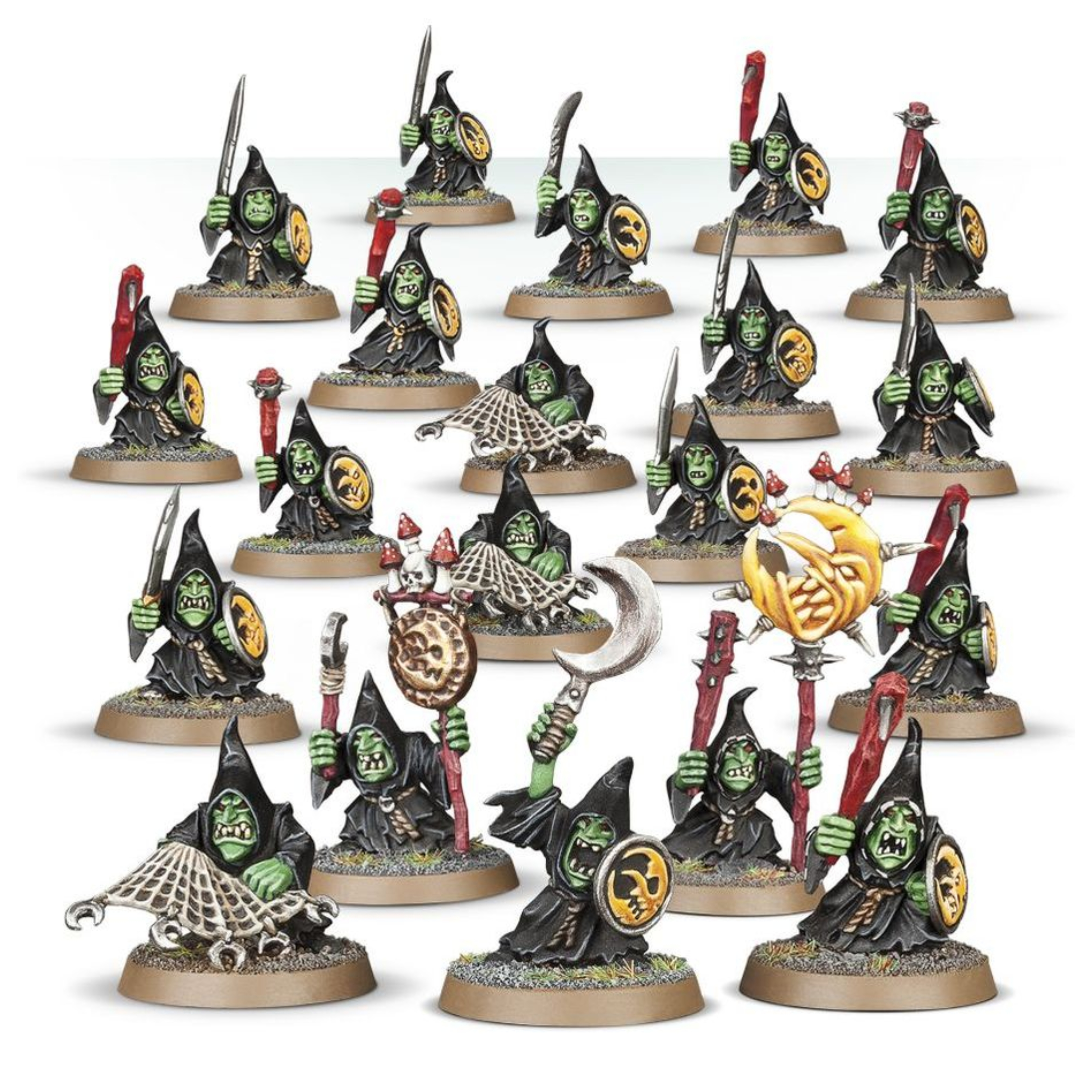 GLOOMSPITE GITZ STABBAS WARHAMMER AGE OF SIGMAR Gloomspite gitz stabbas warhammer age of sigmar. Mientras sus dracoths cargan escupiendo rayos centelleantes, los tempestors desatan la furia de sus ballestas tempestad, descargando una salva tras otra de proyectiles como meteoritos ardientes. Los tempestors pueden centrar sus esfuerzos en abatir a un enemigo especialmente poderoso, o simplemente romper las filas enemigas para abrir paso al resto de la dracothian guard. Este kit de plástico multicomponente contiene lo necesario para montar dos dracothian guard tempestors, armados con ballestas tempestad, espada de guerra y escudos de sigmarite cada uno a lomos de un feroz dracoth. Este kit también te permite montar las siguientes variantes de la draconthian guard: fulminators, armados con espadones azotatormentas y escudos de sigmarite. Concussors, armados con martillos relámpago y escudos de sigmarite. Desolators, armados con hachas de trueno y escudos de sigmarite. Un dracothian guard puede montarse opcionalmente como lord-celestant en dracoth armado con una selección de armas que incluye martillo tempestos, hacha trueno, martillo relámpago, espadón azotatormentas y escudo de sigmarite. Este kit de 80 componentes incluye dos peanas citadel ovaladas de 90x52 mm estas miniaturas se suministran sin pintar y requieren montaje. Recomendamos usar pegamento para plástico citadel y pinturas citadel colour.