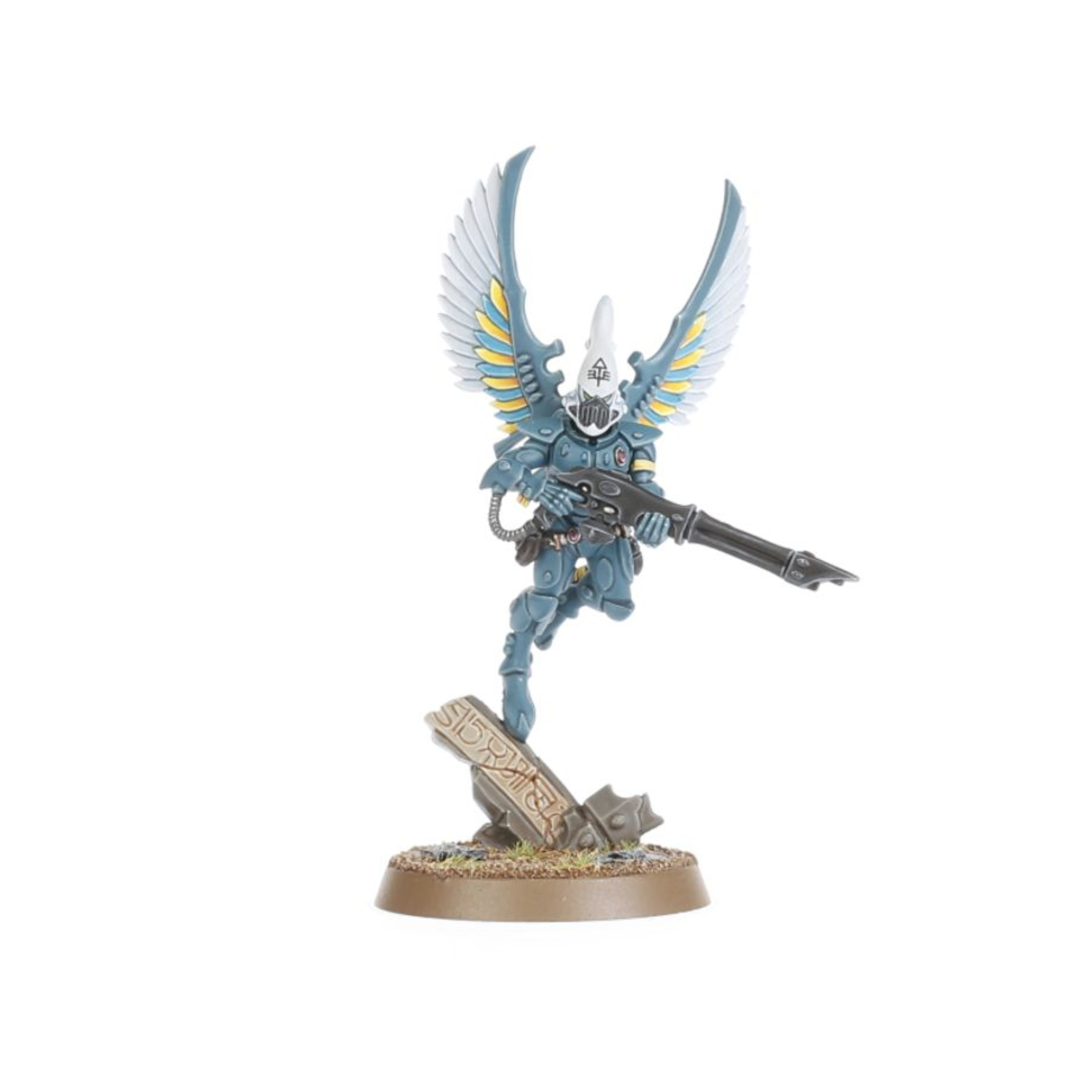 AELDARI SWOOPING HAWKS WARHAMMER 40,000 Aeldari swooping hawks warhammer 40,000. Los halcones cazadores son guerreros alados que representan el lado vengativo de khaine, el dios de la guerra. Son maestros de la guerra de hostigamiento, perfectos para desbaratar contraataques enemigos o eliminar formaciones vulnerables. Con este kit multicomponente de plástico puedes montar cinco miniaturas de halcones cazadores, unos guerreros aéreos sumamente ágiles para usar en ejércitos aeldari en partidas de warhammer 40,000. Lánzate en picado y elimina unidades enemigas vulnerables con estos guerreros alados de élite. Un miembro de la escuadra puede montarse como un exarca de los halcones cazadores con una de las siguientes opciones de armas: una pistola solar y una espada de energía, una garra de halcón, un láser de asalto de exarca o un láser multitubo. Hay varias opciones de cabeza para los halcones cazadores, con y sin casco, para personalizar aún más tu escuadra. El kit también contiene una ficha de santuario de senda de los halcones cazadores. El kit contiene 81 piezas de plástico, 5 peanas redondas citadel de 32 mm y 1 peana redonda citadel de 25 mm. Este set también incluye una hoja con 378 calcomanías al agua de los aeldari para personalizar tus miniaturas. Las miniaturas se proporcionan sin montar ni pintar. Recomendamos usar pegamento para plástico citadel y pinturas citadel colour.