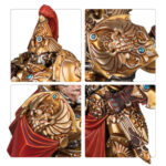 CUSTODIAN WARDENS WARHAMMER 40,000. Los Adeptus Custodes son una fuerza gloriosa y muy admirada. En los primeros días del Imperium marcharon a la guerra junto al propio Emperador, presentando un espectáculo digno de la majestad del Maestro de la Humanidad. Al igual que sus armas y armaduras siempre se han fabricado para reflejar su gloria marcial, también es así con los orgullosos estandartes conocidos como vexillas, que algunos de los Custodians más veteranos llevan a la guerra. Pocas compañías escudo marchan a la guerra sin vexillas ondeando sobre ellas. Este kit de plástico multicomponente contiene las piezas necesarias para montar un Vexilus Praetor de los Custodian Wardens. Va ataviado con una espectacular servoarmadura de auramita de excelente manufactura, cubierta de simbología del Emperador esculpida, águilas Imperiales, relámpagos, gemas y filigranas. Va armado con un hacha de castellano o una lanza de guardián, pero lo que más destaca es su enorme vexilla ornamentado. Este tiene casi el doble de la altura del propio praetor (sin contar el penacho del casco), y es sin duda una visión inspiradora, mostrando una gran águila bicéfala con gemas, púas y cuerdas con pesadas borlas. Además del Vexilus Praetor, este kit permite montar a 4 Custodian Wardens, o 3 Custodian Wardens y un Shield-Captain. Los Custodian Wardens también pueden armarse con hacha de castellano o lanza de guardián. El Shield-Captain tienen sus propias hombreras, placas de los muslos, penacho y daga misericordia, además de las opciones normales de armamento.