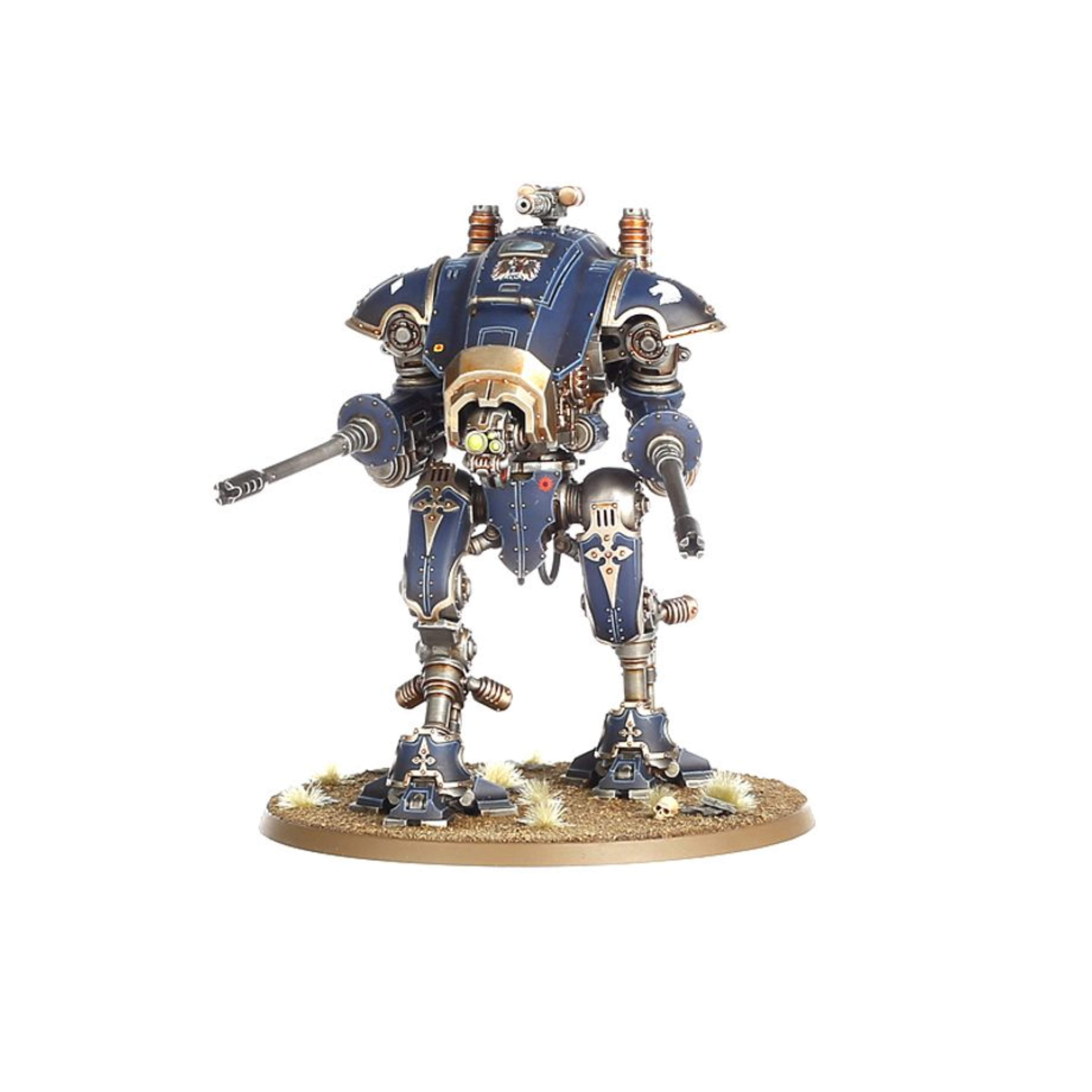 INMORTALS KNIGHTS: KNIGHTS ARMIGERS WARHAMMER 40,000 Inmortals knights: knights armigers warhammer 40,000. Los helverines armiger son veloces caballeros que lanzan ráfagas de fuego pesado desde posiciones de flanqueo y puestos de vanguardia o mientras avanzan en emboscada. Entre sus funciones estratégicas clave se encuentran el fuego a discrección, de reconocimiento y de cobertura, usando sus cañones automáticos para disparar cientos de proyectiles por minuto. Una manada de estos ingenios de guerra es capaz de echar por tierra un asalto enemigo en cuestión de segundos. Con este kit multicomponente de plástico puedes montar dos helverines armiger (o dos espadas de guerra armiger), bípodes veloces para incluirlos en tus ejércitos de caballeros imperiales de warhammer 40,000 o desplegarlos como desarraigados en tus ejércitos de marines espaciales, astra militarum, adepta sororitas, adeptus custodes, adeptus mechanicus o agentes imperiales. También puedes montarlos como perros de la guerra cazadores o perros de la guerra verdugos para incluirlos en tus ejércitos de caballeros del caos o desplegarlos como descastados en tus ejércitos de marines espaciales del caos, guardia de la muerte, hijos del emperador, mil hijos o devoradores de mundos. Los helverines armiger son veloces plataformas de armas capaces de encontrar la posición perfecta desde la que arrojar salvas devastadoras sobre el campo de batalla con sus cañones automáticos.