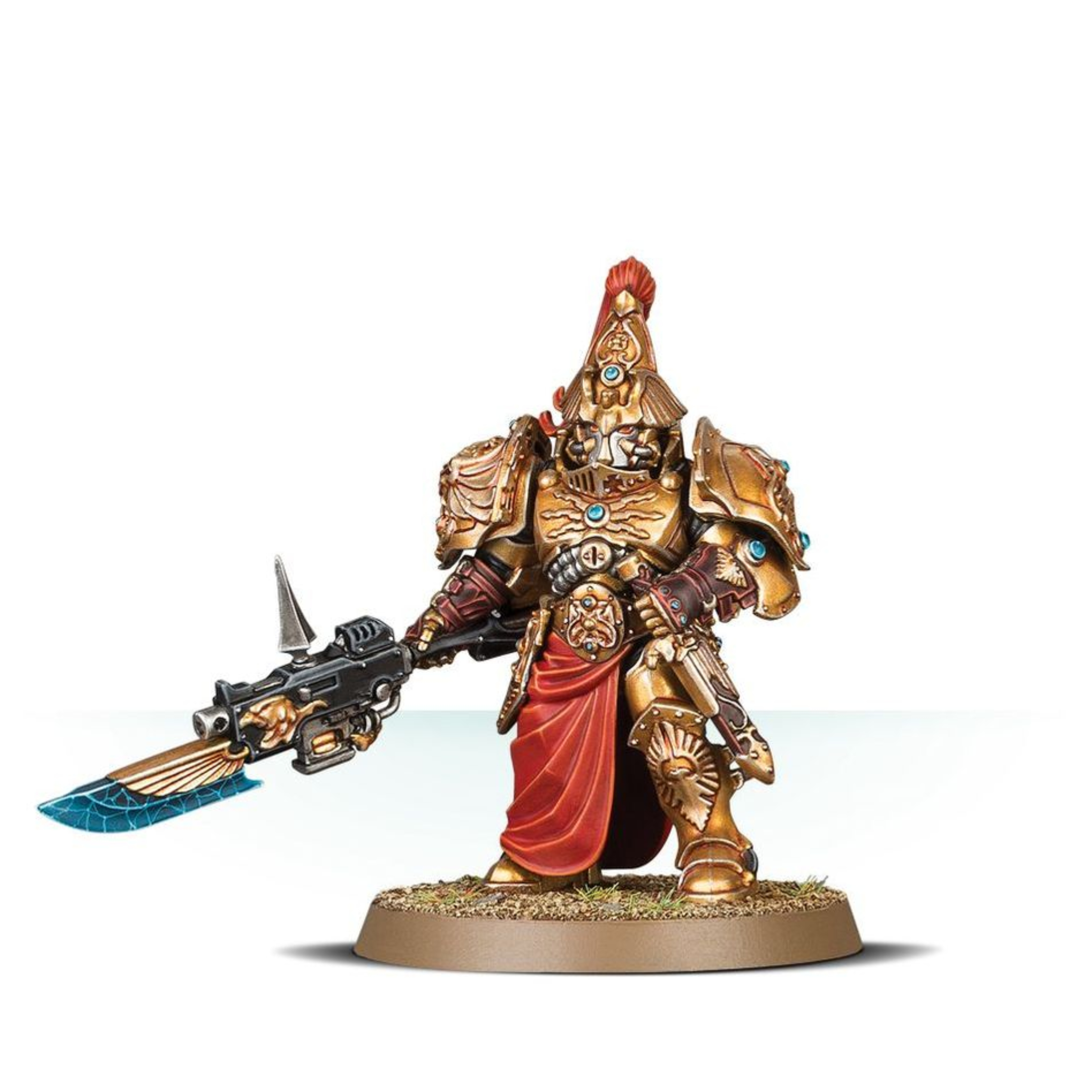 CUSTODIAN WARDENS WARHAMMER 40,000 Custodian wardens warhammer 40,000. Los adeptus custodes son una fuerza gloriosa y muy admirada. En los primeros días del imperium marcharon a la guerra junto al propio emperador, presentando un espectáculo digno de la majestad del maestro de la humanidad. Al igual que sus armas y armaduras siempre se han fabricado para reflejar su gloria marcial, también es así con los orgullosos estandartes conocidos como vexillas, que algunos de los custodians más veteranos llevan a la guerra. Pocas compañías escudo marchan a la guerra sin vexillas ondeando sobre ellas. Este kit de plástico multicomponente contiene las piezas necesarias para montar un vexilus praetor de los custodian wardens. Va ataviado con una espectacular servoarmadura de auramita de excelente manufactura, cubierta de simbología del emperador esculpida, águilas imperiales, relámpagos, gemas y filigranas. Va armado con un hacha de castellano o una lanza de guardián, pero lo que más destaca es su enorme vexilla ornamentado. Este tiene casi el doble de la altura del propio praetor (sin contar el penacho del casco), y es sin duda una visión inspiradora, mostrando una gran águila bicéfala con gemas, púas y cuerdas con pesadas borlas. Además del vexilus praetor, este kit permite montar a 4 custodian wardens, o 3 custodian wardens y un shield-captain. Los custodian wardens también pueden armarse con hacha de castellano o lanza de guardián. El shield-captain tienen sus propias hombreras, placas de los muslos, penacho y daga misericordia, además de las opciones normales de armamento.