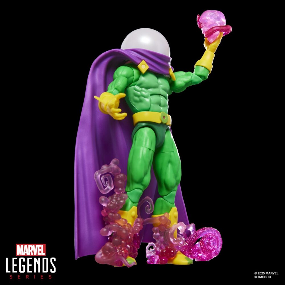 Mysterio spider-man: the animated series marvel legends series. Hasbro presenta, dentro de la colección marvel legends series, esta figura articulada de mysterio inspirada en su apariencia en la serie "spider-man: the animated series". Mide aproximadamente 15 cm. Y sus articulaciones permiten recrear poses dinámicas para su exhibición. Cuenta con un diseño premium, fiel a su aspecto en la serie de animación. Incluye 1x cabeza alternativa sin casco con el rostro de quentin beck, 2x manos adicionales y 3x piezas de efectos visuales (2 espirales de humo y 1 de calavera). Se presenta en un blíster estilo retro con ilustraciones. Unidades limitadas.