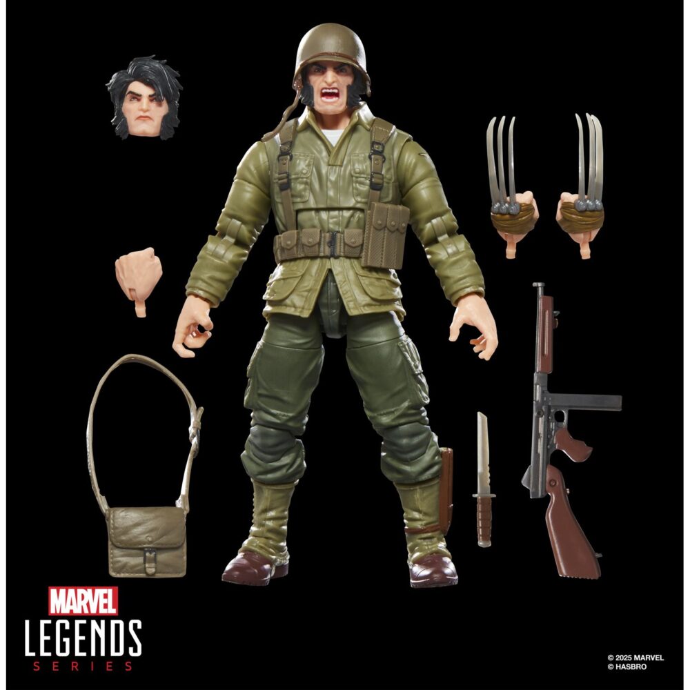 Wolverine wwii logan x-men marvel legends series (executioner baf). Hasbro añade a su colección marvel legends series la figura de wolverine (lobezno en españa) inspirada en su aspecto como logan cuando combatió durante la segunda guerra mundial en los cómics de marvel. Esta figura articulada mide 15 cm y cuenta con un esculpido de alta calidad y más de 20 puntos de articulación para recrear poses dinámicas. Incluye 2x manos con garras, 1x mano adicional, 1x cabeza alternativa, 1x cuchillo, 1x bolso y 1x arma. Se presenta en una caja con ventana. Unidades limitadas.