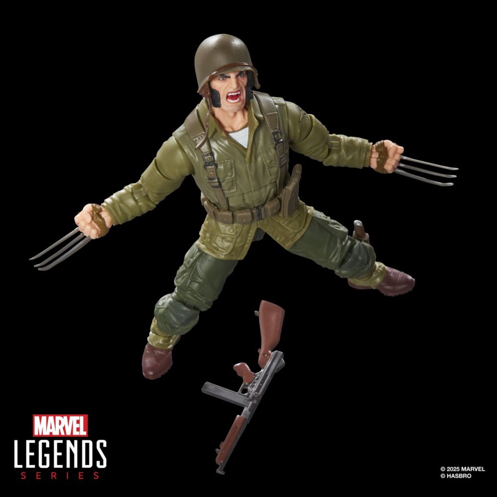 Wolverine wwii logan x-men marvel legends series (executioner baf). Hasbro añade a su colección marvel legends series la figura de wolverine (lobezno en españa) inspirada en su aspecto como logan cuando combatió durante la segunda guerra mundial en los cómics de marvel. Esta figura articulada mide 15 cm y cuenta con un esculpido de alta calidad y más de 20 puntos de articulación para recrear poses dinámicas. Incluye 2x manos con garras, 1x mano adicional, 1x cabeza alternativa, 1x cuchillo, 1x bolso y 1x arma. Se presenta en una caja con ventana. Unidades limitadas.