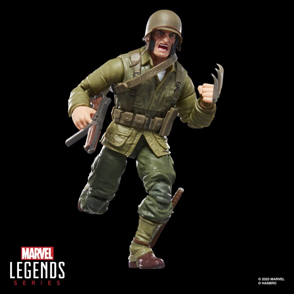 Wolverine wwii logan x-men marvel legends series (executioner baf). Hasbro añade a su colección marvel legends series la figura de wolverine (lobezno en españa) inspirada en su aspecto como logan cuando combatió durante la segunda guerra mundial en los cómics de marvel. Esta figura articulada mide 15 cm y cuenta con un esculpido de alta calidad y más de 20 puntos de articulación para recrear poses dinámicas. Incluye 2x manos con garras, 1x mano adicional, 1x cabeza alternativa, 1x cuchillo, 1x bolso y 1x arma. Se presenta en una caja con ventana. Unidades limitadas.