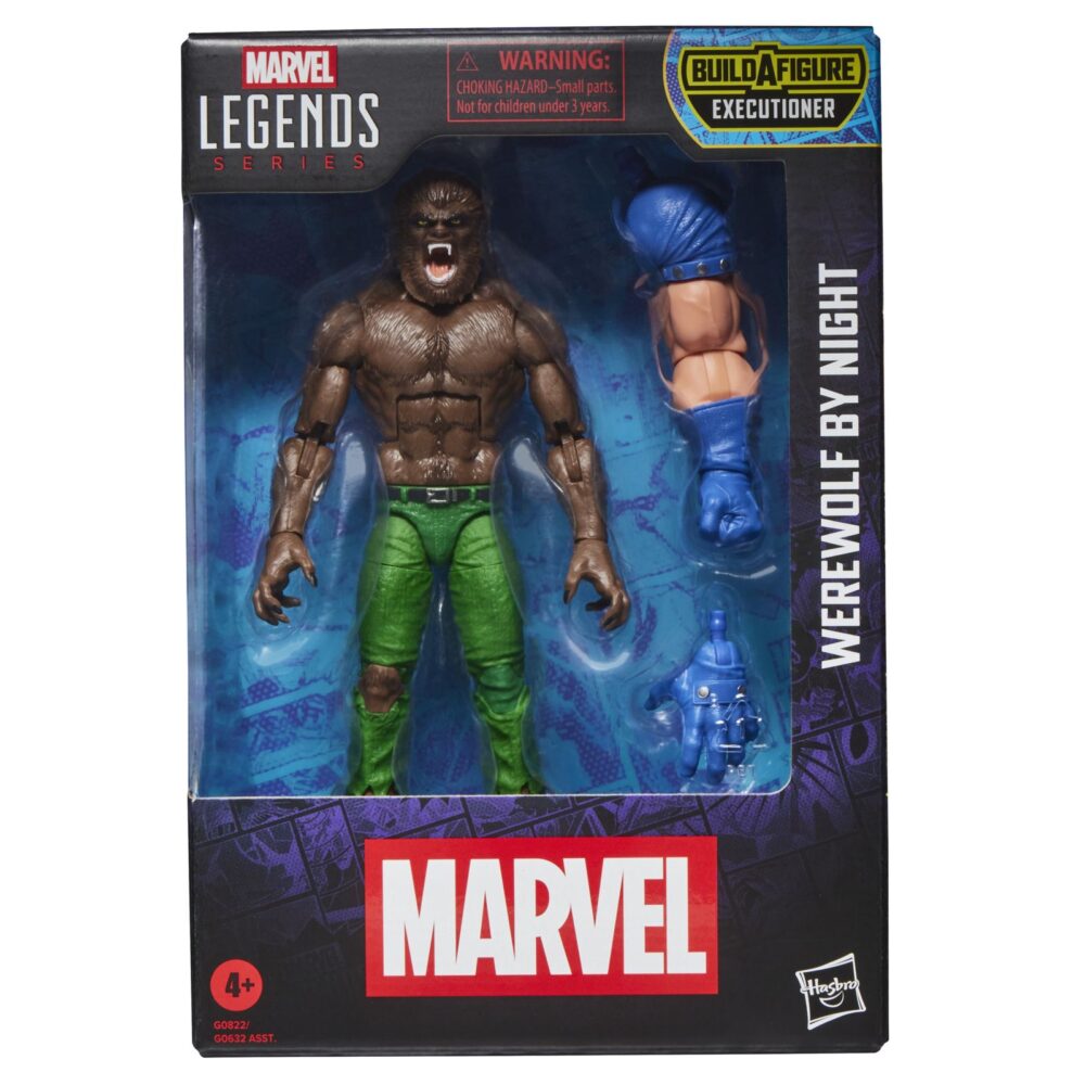 WEREWOLF BY NIGHT MARVEL LEGENDS SERIES (EXECUTIONER BAF). Hasbro lanza dentro de su colección Marvel Legends Series la figura de Jack Russell transformado en hombre lobo al exponerse a la luna llena como ocurre en los comics de Marvel. Esta figura articulada de 15 cm está acompañada por 1x brazo izquierdo y 1x mano alternativa de una figura adicional. Colecciona el resto de personajes de esta serie para conseguir todas las piezas necesarias para montar la figura de Executioner. Todo se presenta en una caja con ventana.  UNIDADES LIMITADAS.