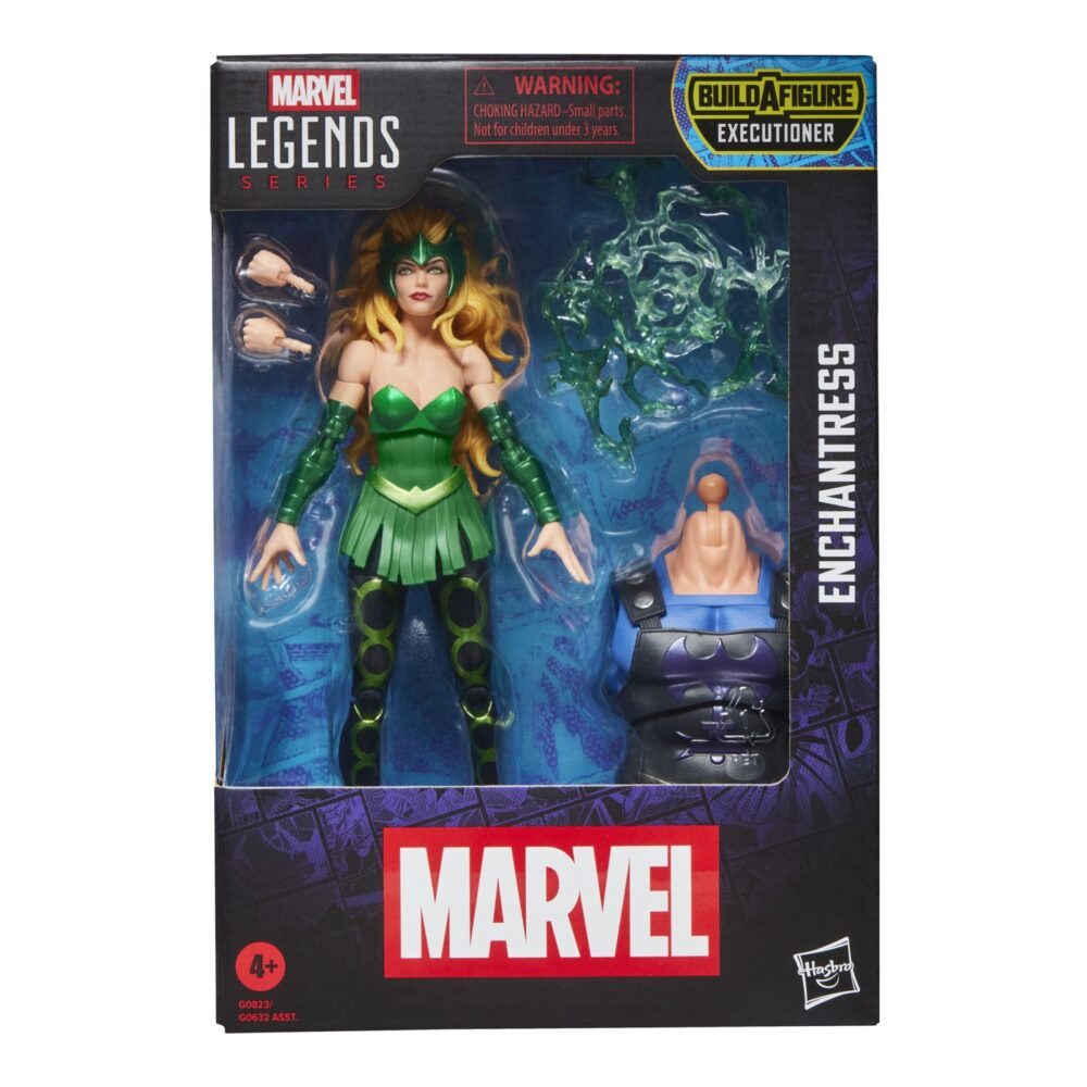 ENCHANTRESS THOR MARVEL LEGENDS SERIES (EXECUTIONER BAF). Hasbro presenta dentro de la colección Marvel Legends Series la figura de Enchantress (Encantadora en España), inspirada en su aparición en los cómics de Marvel. Esta figura articulada mide 15 cm incluye 2x manos y 1x efecto de magia, además de 1x torso de una figura adicional. Colecciona el resto de personajes de esta serie para conseguir todas las piezas necesarias para montar la figura de Executioner. Todo se presenta en una caja con ventana. UNIDADES LIMITADAS.