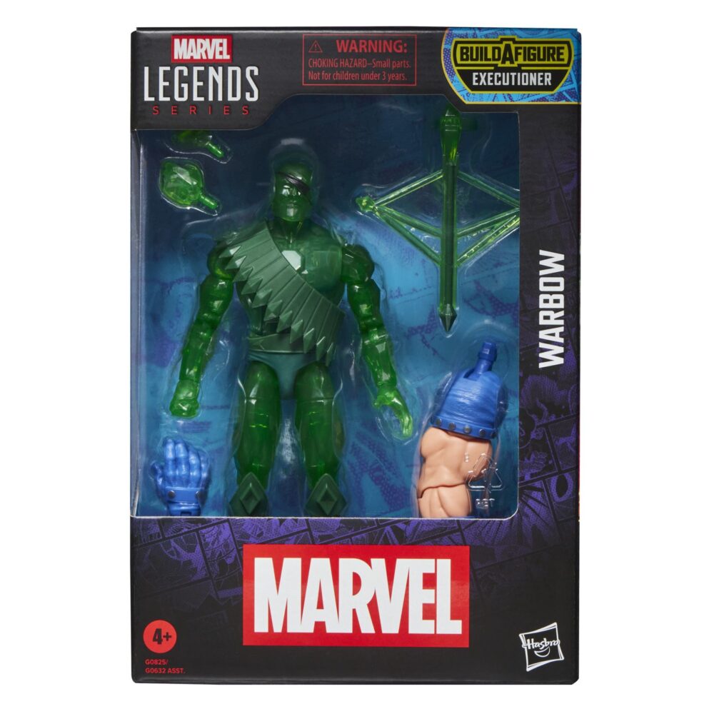 WARBOW SAGA OF CRYSTAR MARVEL LEGENDS SERIES (EXECUTIONER BAF). Hasbro añade a su línea Marvel Legends Series la figura del guerrero Warbow, inspirada en su aparición en los comics "Saga of Crystar" de Marvel. Esta figura articulada de 15 cm reproduce con precisión los rasgos del personaje y viene acompañada de 2x manos intercambiables y 1x ballesta, además de 1x brazo y 1x mano derecha de una figura adicional. Colecciona el resto de personajes de esta serie para conseguir todas las piezas necesarias para montar la figura de Executioner. Todo se presenta en una caja con ventana. UNIDADES LIMITADAS.