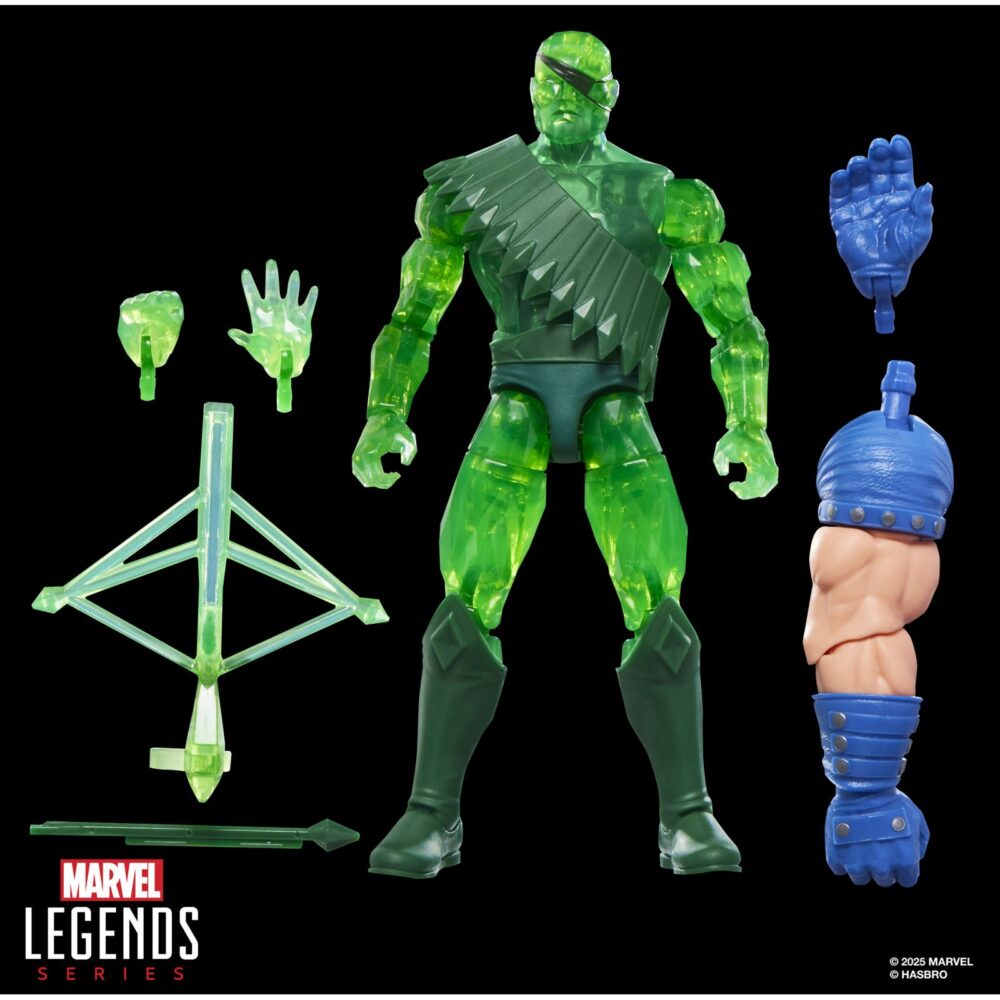 Warbow saga of crystar marvel legends series (executioner baf). Hasbro añade a su línea marvel legends series la figura del guerrero warbow, inspirada en su aparición en los comics "saga of crystar" de marvel. Esta figura articulada de 15 cm reproduce con precisión los rasgos del personaje y viene acompañada de 2x manos intercambiables y 1x ballesta, además de 1x brazo y 1x mano derecha de una figura adicional. Colecciona el resto de personajes de esta serie para conseguir todas las piezas necesarias para montar la figura de executioner. Todo se presenta en una caja con ventana. Unidades limitadas.