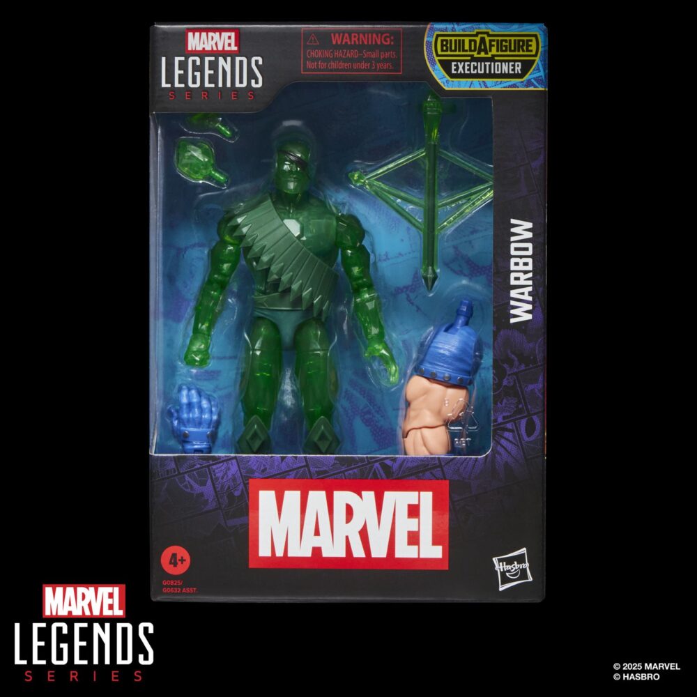 Warbow saga of crystar marvel legends series (executioner baf). Hasbro añade a su línea marvel legends series la figura del guerrero warbow, inspirada en su aparición en los comics "saga of crystar" de marvel. Esta figura articulada de 15 cm reproduce con precisión los rasgos del personaje y viene acompañada de 2x manos intercambiables y 1x ballesta, además de 1x brazo y 1x mano derecha de una figura adicional. Colecciona el resto de personajes de esta serie para conseguir todas las piezas necesarias para montar la figura de executioner. Todo se presenta en una caja con ventana. Unidades limitadas.
