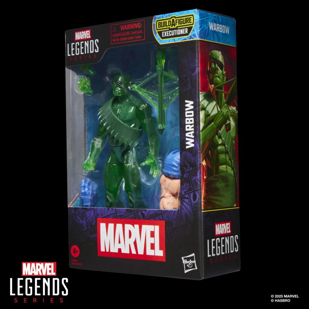 Warbow saga of crystar marvel legends series (executioner baf). Hasbro añade a su línea marvel legends series la figura del guerrero warbow, inspirada en su aparición en los comics "saga of crystar" de marvel. Esta figura articulada de 15 cm reproduce con precisión los rasgos del personaje y viene acompañada de 2x manos intercambiables y 1x ballesta, además de 1x brazo y 1x mano derecha de una figura adicional. Colecciona el resto de personajes de esta serie para conseguir todas las piezas necesarias para montar la figura de executioner. Todo se presenta en una caja con ventana. Unidades limitadas.