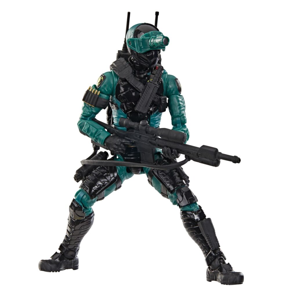 Night-viper g. I. Joe classified series. Hasbro presenta dentro de su línea g. I. Joe classified series la figura nº 187 correspondiente a night-viper, el soldado de operaciones nocturnas de cobra. Esta figura a escala de 15 cm mantiene la esencia del diseño clásico con un aspecto renovado y realista. Incluye 1x casco cpm visor nocturno, 1x mochila, 2x cuchillos, 1x pistola y 1x rifle con mirilla. Sus múltiples puntos de articulación permiten recrear combates y escenas tácticas. Se presenta en una caja ilustrada con ventana. Unidades limitadas.