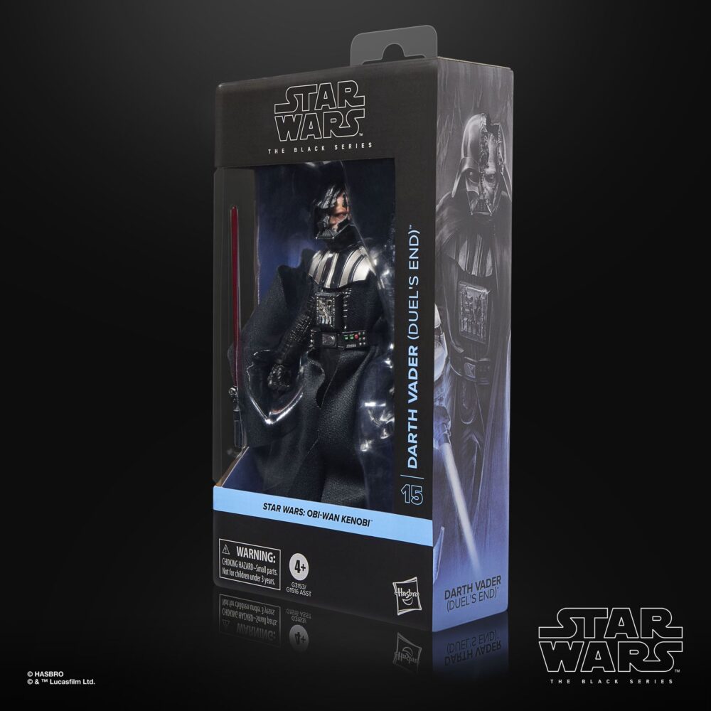 Darth vader duel’s end black series star wars. Hasbro presenta dentro de su línea the black series la figura premium de darth vader inspirada en el duelo que mantiene con obi-wan kenobi en la serie de disney+ "star wars: obi-wan kenobi". Esta figura de 15 cm reproduce con gran fidelidad el diseño del personaje con múltiples puntos de articulación. Incluye 1x sable de luz rojo y una capa de tela que permite recrear diversas poses dinámicas. Se presenta en una caja con ventana ilustrada. Unidades limitadas.