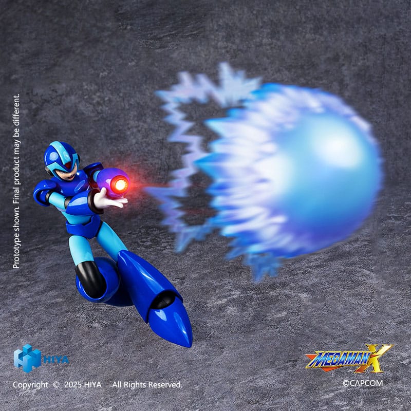 MEGA MAN X EXQUISITE BASIC SERIES Mega man x exquisite basic series.  mega man x, un icono legendario de los videojuegos, es sinónimo de valentía, justicia y tecnología futurista en el universo mega man x. Como reploid de última generación, lucha por la paz contra los mavericks en un mundo al borde del caos. Esta figura presenta a x en su forma clásica: armadura azul brillante, casco con visera y una estructura aerodinámica lista para la acción. El diseño se mantiene fiel al modelo del juego, con líneas limpias y articulaciones discretas que permiten poses dinámicas. El acabado azul pulido realza su estética robótica con reflejos vibrantes. Los guantes blancos, las extremidades azul claro y las botas contrastantes proporcionan equilibrio visual. La cabeza esculpida captura su expresión concentrada y decidida. Con una altura aproximada de 15 cm, esta figura de pvc encaja fácilmente en una vitrina de juegos retro. Parte de la línea exquisite basic de hiya toys, está dirigida tanto a coleccionistas exigentes como a fans de toda la vida de la serie.