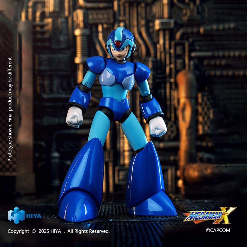 MEGA MAN X EXQUISITE BASIC SERIES Mega man x exquisite basic series.  mega man x, un icono legendario de los videojuegos, es sinónimo de valentía, justicia y tecnología futurista en el universo mega man x. Como reploid de última generación, lucha por la paz contra los mavericks en un mundo al borde del caos. Esta figura presenta a x en su forma clásica: armadura azul brillante, casco con visera y una estructura aerodinámica lista para la acción. El diseño se mantiene fiel al modelo del juego, con líneas limpias y articulaciones discretas que permiten poses dinámicas. El acabado azul pulido realza su estética robótica con reflejos vibrantes. Los guantes blancos, las extremidades azul claro y las botas contrastantes proporcionan equilibrio visual. La cabeza esculpida captura su expresión concentrada y decidida. Con una altura aproximada de 15 cm, esta figura de pvc encaja fácilmente en una vitrina de juegos retro. Parte de la línea exquisite basic de hiya toys, está dirigida tanto a coleccionistas exigentes como a fans de toda la vida de la serie.