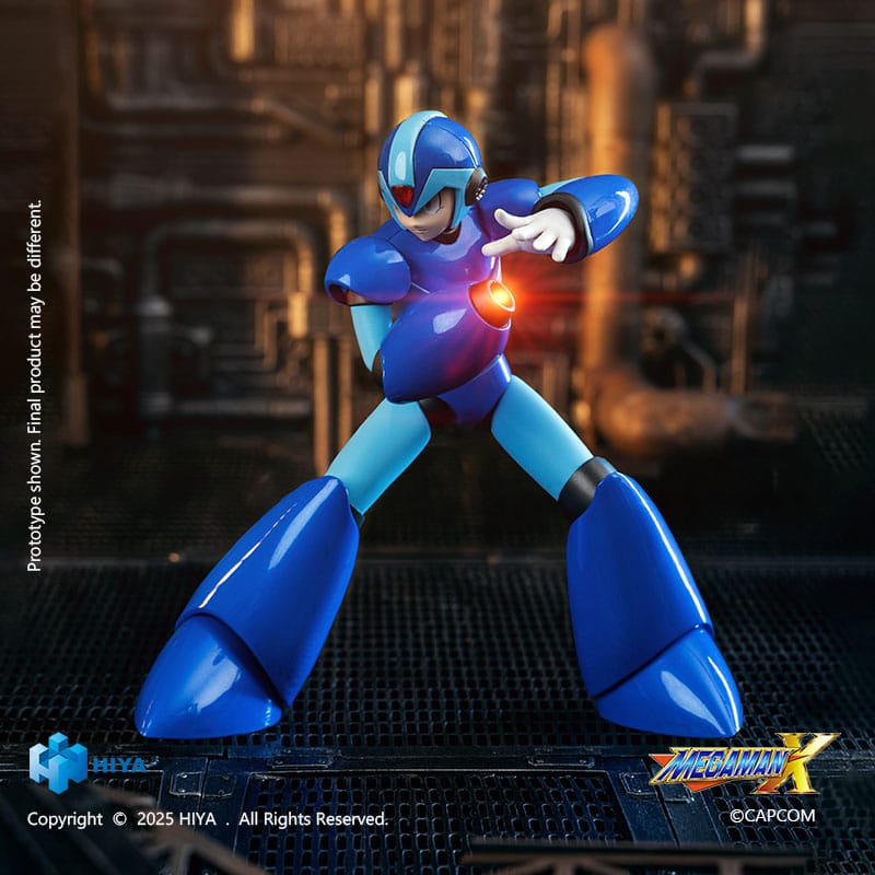 MEGA MAN X EXQUISITE BASIC SERIES Mega man x exquisite basic series.  mega man x, un icono legendario de los videojuegos, es sinónimo de valentía, justicia y tecnología futurista en el universo mega man x. Como reploid de última generación, lucha por la paz contra los mavericks en un mundo al borde del caos. Esta figura presenta a x en su forma clásica: armadura azul brillante, casco con visera y una estructura aerodinámica lista para la acción. El diseño se mantiene fiel al modelo del juego, con líneas limpias y articulaciones discretas que permiten poses dinámicas. El acabado azul pulido realza su estética robótica con reflejos vibrantes. Los guantes blancos, las extremidades azul claro y las botas contrastantes proporcionan equilibrio visual. La cabeza esculpida captura su expresión concentrada y decidida. Con una altura aproximada de 15 cm, esta figura de pvc encaja fácilmente en una vitrina de juegos retro. Parte de la línea exquisite basic de hiya toys, está dirigida tanto a coleccionistas exigentes como a fans de toda la vida de la serie.