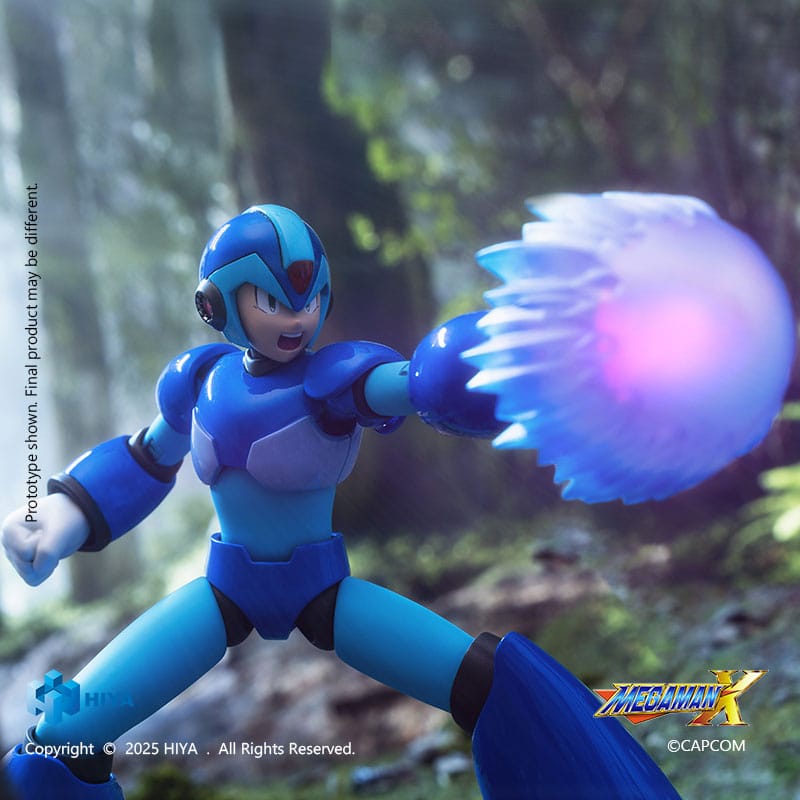 MEGA MAN X EXQUISITE BASIC SERIES Mega man x exquisite basic series.  mega man x, un icono legendario de los videojuegos, es sinónimo de valentía, justicia y tecnología futurista en el universo mega man x. Como reploid de última generación, lucha por la paz contra los mavericks en un mundo al borde del caos. Esta figura presenta a x en su forma clásica: armadura azul brillante, casco con visera y una estructura aerodinámica lista para la acción. El diseño se mantiene fiel al modelo del juego, con líneas limpias y articulaciones discretas que permiten poses dinámicas. El acabado azul pulido realza su estética robótica con reflejos vibrantes. Los guantes blancos, las extremidades azul claro y las botas contrastantes proporcionan equilibrio visual. La cabeza esculpida captura su expresión concentrada y decidida. Con una altura aproximada de 15 cm, esta figura de pvc encaja fácilmente en una vitrina de juegos retro. Parte de la línea exquisite basic de hiya toys, está dirigida tanto a coleccionistas exigentes como a fans de toda la vida de la serie.