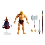 HE-MAN MASTERS DEL UNIVERSO ORIGEN. ¡Por el poder de Grayskull! La serie animada de Netflix Masters of the Universe: Revelation supone un regreso radical a Eternia, y la colección Masterverse da vida al reinicio con figuras de acción igualmente radicales. Cada figura de lujo mide aproximadamente 18 cm de altura y está diseñada con un alto nivel de detalle que encantará a los fans. Savage He-Man tiene más de 30 puntos de articulación y viene con manos intercambiables y múltiples accesorios para crear historias épicas y exhibirlas. Savage He-Man también viene con su amigo trollano Orko, que parece flotar sobre una base transparente.