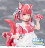 AKAMI KARUBI VTUBER ESTATUA PVC PM PERCHING. Rebosante de energía felina y encanto juguetón, Akami Karubi regresa en esta animada figura de PVC de 14 cm de la línea PM de SEGA. Arrodillada, con ambas patas de gato levantadas y una amplia sonrisa, parece lista para saltar a tu corazón... o a tu estantería. Su vibrante traje de sirvienta rosa presenta detalles de huellas de patas, combinados con cintas turquesas, una cola esponjosa y guantes de gato a juego. La escultura captura su movimiento con detalles fluidos en la falda y el pelo, lo que le da a la figura una sensación de movimiento y espontaneidad. La expresión alegre y la pose hacia arriba contrastan muy bien con su versión más relajada, ofreciendo una faceta diferente de su personalidad. Perfecta para los coleccionistas que quieren inyectar una dosis de picardía kawaii a su colección, esta versión de Akami Karubi destaca por ser enérgica, brillante e innegablemente adorable.