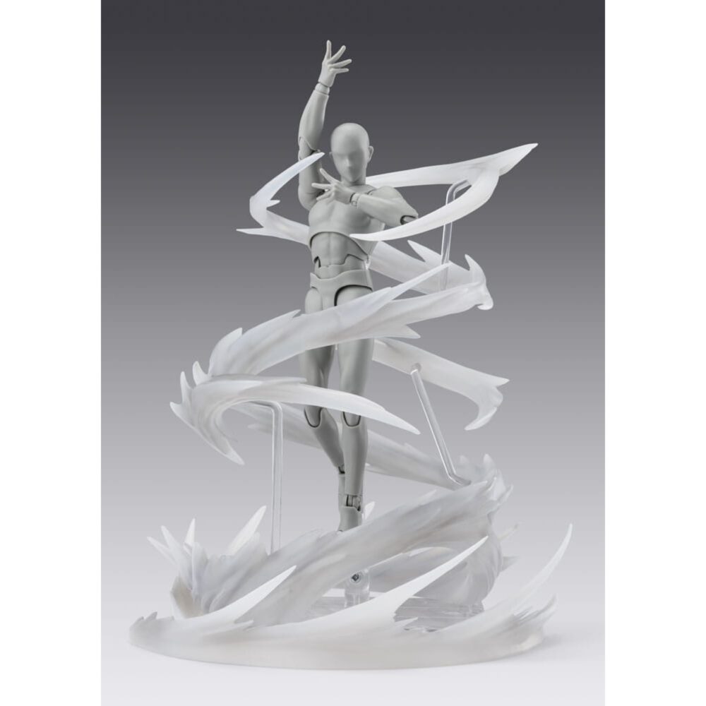 WIND WHITE TAMASHII EFFECT SH FIGUARTS. Este versátil set de efectos de color blanco captura el movimiento dinámico de las ráfagas arremolinadas, perfecto para recrear intensas escenas de batalla o poses de acción dramáticas. El set incluye varias piezas de diferentes tamaños, lo que te permite combinarlas y organizarlas libremente para adaptarlas a cualquier escena. Este efecto es perfecto para expresar marcas de viento, cortes de espada y la manifestación de poder durante las escenas de acción. El color blanco combina con una variedad de escenas, y puedes disfrutar de diversas variaciones combinando las piezas. Cada pieza también cuenta con orificios de conexión, lo que la hace compatible con el TAMASHII STAGE (se vende por separado) para efectos flotantes o aéreos. ** NOTA: Este producto solo contiene el set de expansión especificado. NO incluye ninguna figura S.H.Figuarts.