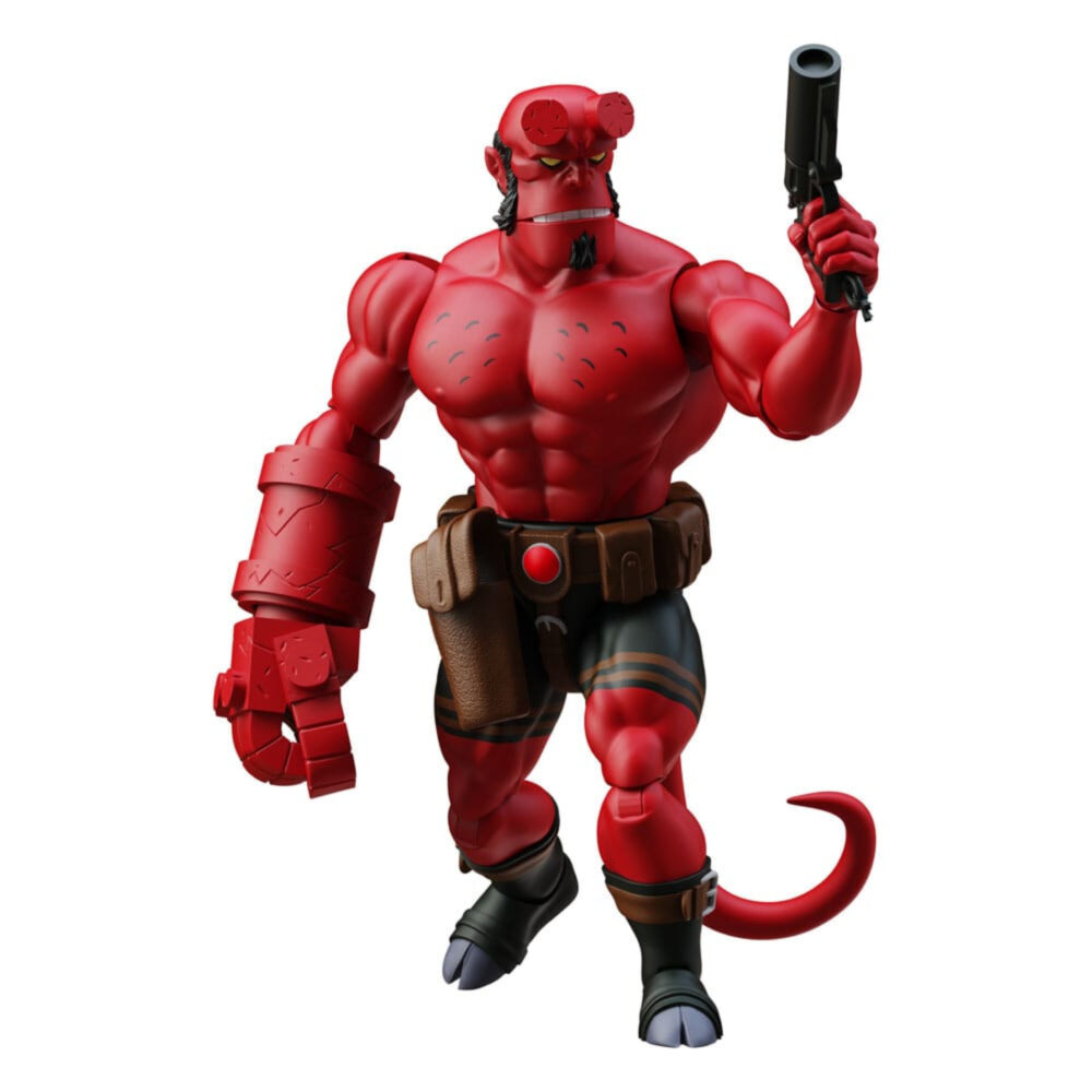 HELLBOY IMMORTAL CHAMPIONS BOSS FIGHT STUDIO. ¡Hellboy, de Mike Mignola, cobra vida en forma de figura de acción retro! Immortal Champions es una nueva fusión de la estética clásica de los juguetes de los años 80 y el estilo moderno. Esta nueva línea combina temas de fantasía y ciencia ficción en una escala de 14 cm para los fans de hoy en día. Hellboy tiene 27 puntos de articulación, cuenta con la atención al detalle característica de Boss Fight Studio e incluye pistola, funda y espada. Perfecto para luchar y/o beber con esqueletos. Empaquetado en blíster.