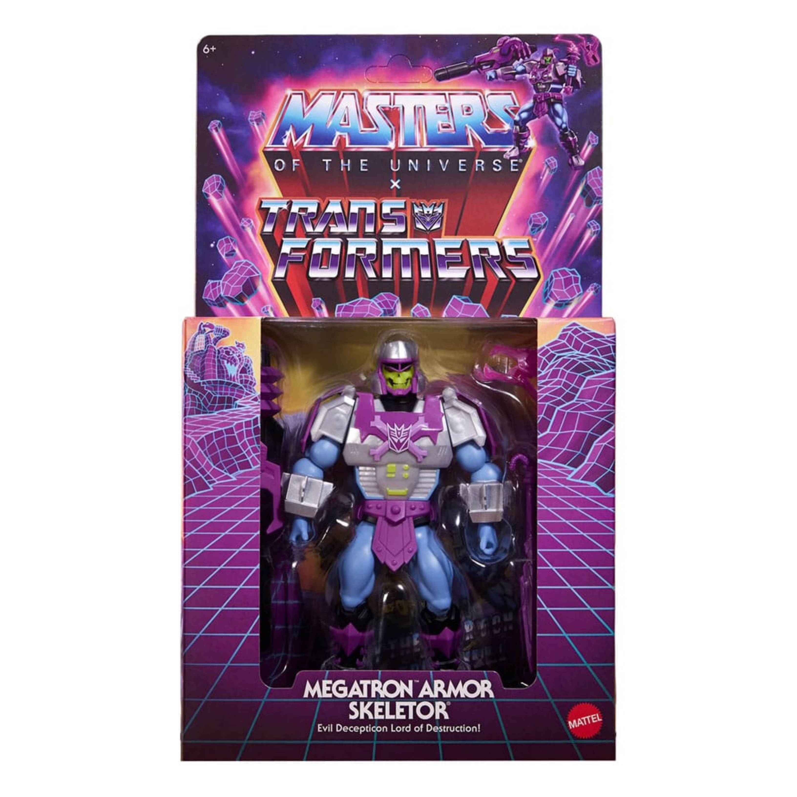 MEGATRON ARMOR SKELETOR MASTERS OF THE UNIVERSE X TRANSFOTMERS Megatron armor skeletor masters of the universe x transfotmers. Masters of the universe y transformers, dos icónicas marcas de figuras de acción de los 80, se unen para dar vida a una emocionante y nostálgica colaboración. Los personajes clave de transformers se reinterpretan al estilo eterniano, y los de masters of the universe se interpretan al estilo de transformers. Estos juguetes motu origins, a escala de 14 cm, cuentan con 16 puntos de articulación y detalles de lujo con armadura, accesorios y partes modulares. Incluye un minicómic crossover para contextualizar la historia. Estos juguetes son imprescindibles para los fans nostálgicos de transformers y motu. Cada figura se vende por separado y está sujeta a disponibilidad. Los colores y la decoración pueden variar. Por un lado masters of the universe es una popular franquicia de medios creada por mattel, que narra los diversos conflictos entre he-man y el malvado skeletor. La franquicia se ambienta en el planeta ficticio eternia, donde se encuentran una variedad de personajes coloridos que participan en la batalla constante entre los dos bandos. Masters of the universe se hizo famosa gracias a una serie de líneas de juguetes exitosas, que aún hoy son codiciadas por los coleccionistas, y a varias series de televisión animadas y películas que expandieron el alcance de la franquicia a un público más amplio. Y por el otro lado tenemos transformers es una franquicia ampliamente conocida que se ha expandido a diversos formatos, como películas y series animadas de televisión. Transformers se centra en varios robots capaces de transformarse de vehículos o máquinas comunes en robots humanoides que luchan entre sí. El segmento de juguetes y artículos coleccionables de la franquicia, extraordinariamente exitoso, sigue siendo muy codiciado tanto por niños como por coleccionistas desde su lanzamiento en la década de 1980.