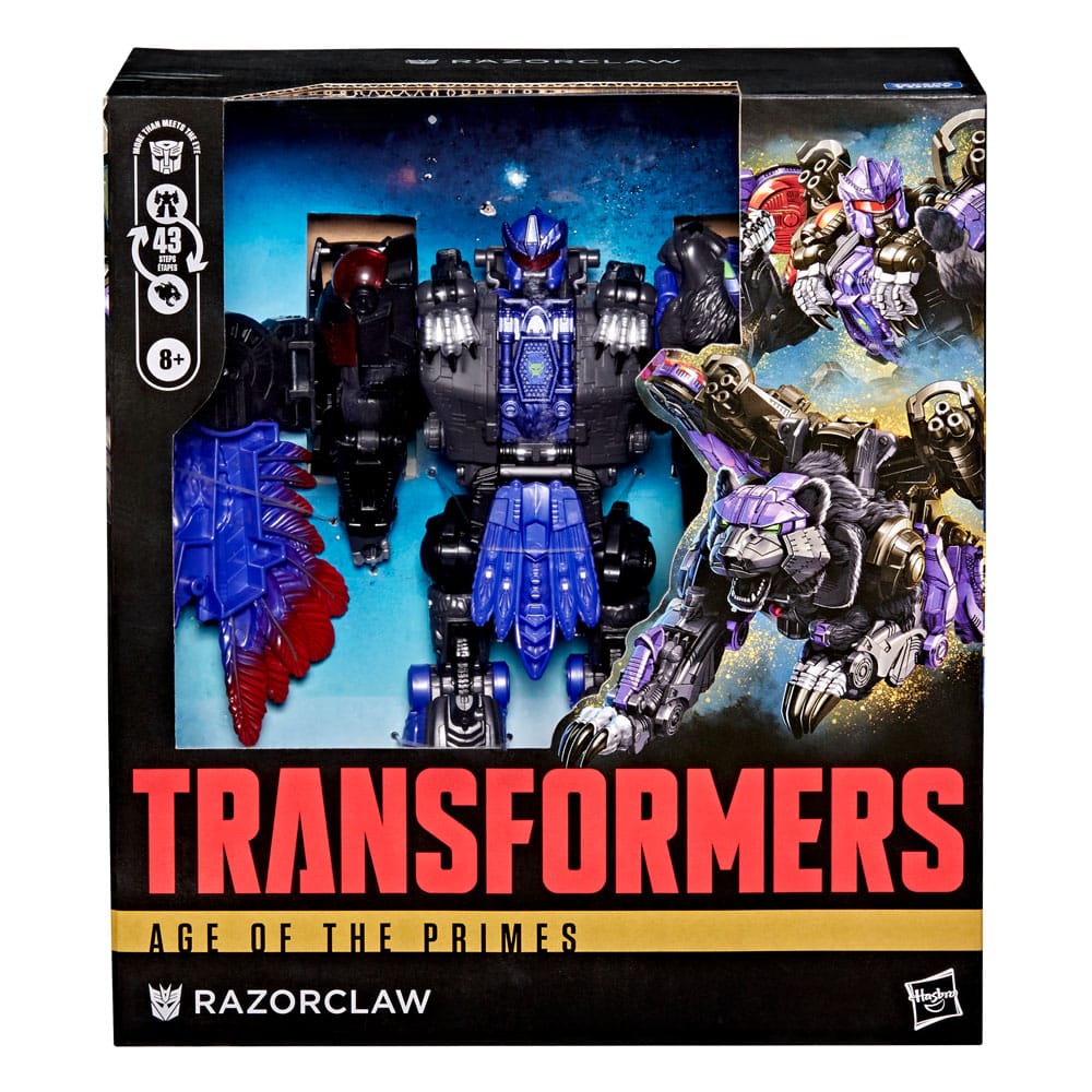 Razorclaw tranformers: age of the primes deluxe class. ¡disfruta del épico universo de los robots transformers con la figura transformers de razorclaw! Esta figura leader class de 19 cm se convierte de robot en tigre alado en 43 pasos. Con avanzada articulación y accesorios removibles como cañones y hojas en forma de alas, esta figura de razorclaw es una excelente adición a toda colección. Busca otros juguetes transformers age of the primes coleccionables (se venden por separado, sujeto a disponibilidad) de personajes como maximal big convoy, the thirteen alpha trion, junkion jalopy y otros para formar una colección que es mucho más de lo que se ve a simple vista.