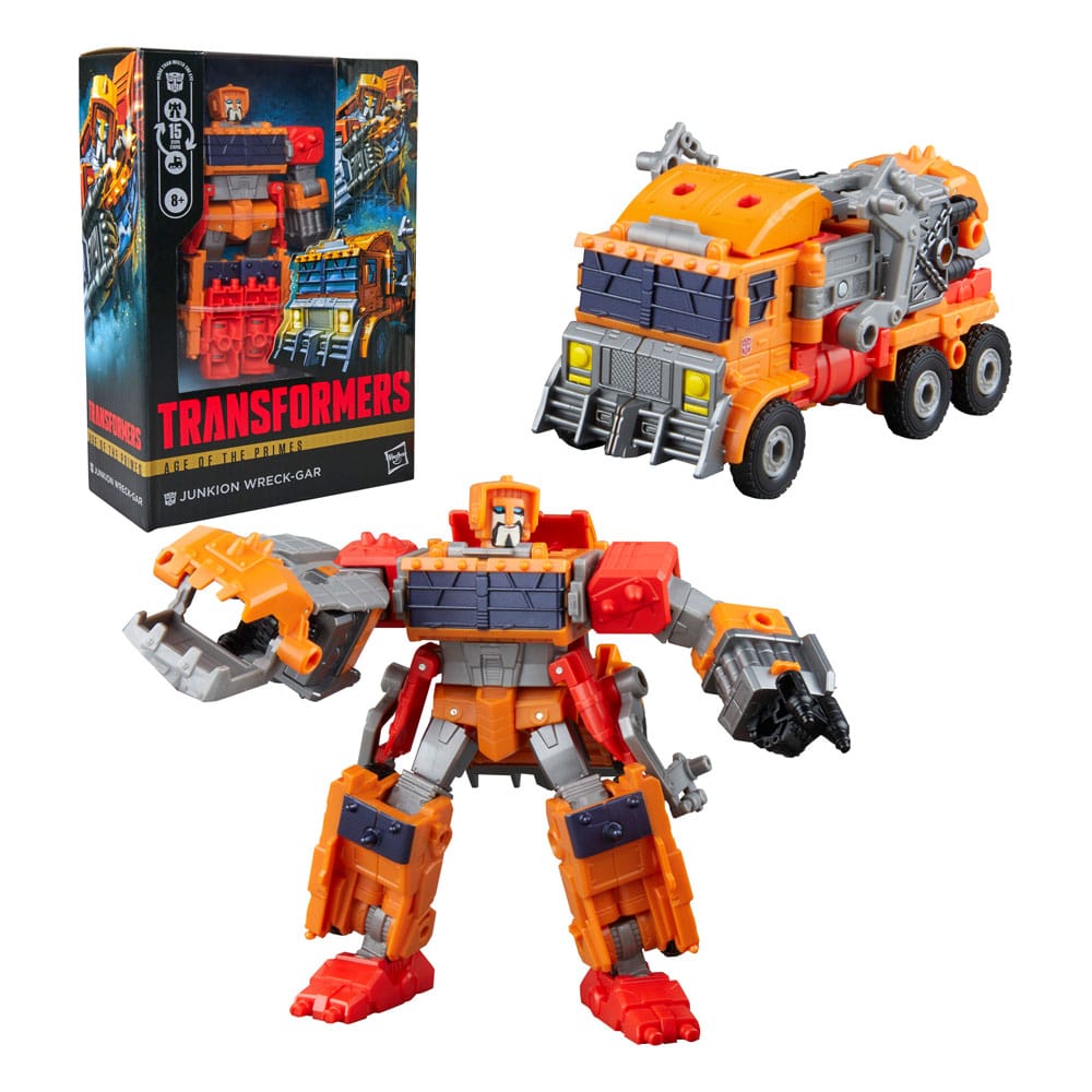 Junkion wreck-gar tranformers: age of the primes deluxe class. ¡disfruta del épico universo de los robots transformers con la figura transformers de junkion wreck-gar! Esta figura voyager class mide 17,5 cm y se convierte de robot en camión de basura en 15 pasos. Además, se puede dividir en piezas de armadura para otras figuras (cada una se vende por separado, sujeto a disponibilidad). Con avanzada articulación y accesorios removibles como un cañón y un arma, esta figura transformers es una excelente adición a toda colección. Busca otros juguetes transformers age of the primes coleccionables (se venden por separado, sujeto a disponibilidad) de personajes como maximal big convoy, amalgamous prime, combaticon brawl y otros para formar una colección que es mucho más de lo que se ve a simple vista.