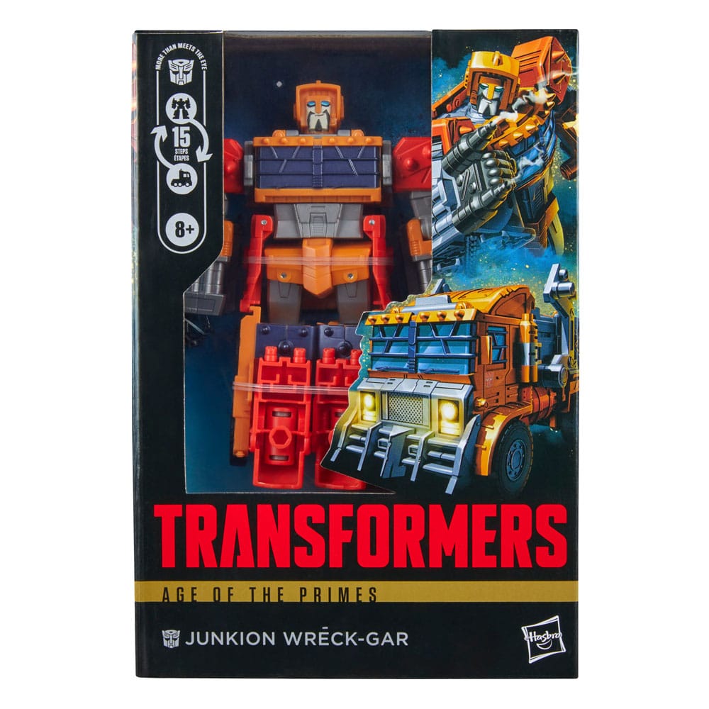 Junkion wreck-gar tranformers: age of the primes deluxe class. ¡disfruta del épico universo de los robots transformers con la figura transformers de junkion wreck-gar! Esta figura voyager class mide 17,5 cm y se convierte de robot en camión de basura en 15 pasos. Además, se puede dividir en piezas de armadura para otras figuras (cada una se vende por separado, sujeto a disponibilidad). Con avanzada articulación y accesorios removibles como un cañón y un arma, esta figura transformers es una excelente adición a toda colección. Busca otros juguetes transformers age of the primes coleccionables (se venden por separado, sujeto a disponibilidad) de personajes como maximal big convoy, amalgamous prime, combaticon brawl y otros para formar una colección que es mucho más de lo que se ve a simple vista.