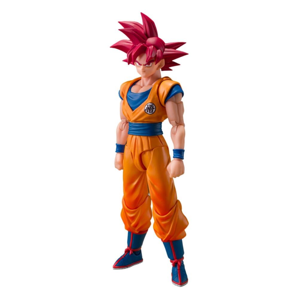 SUPER SAIYAN GOD SON GOKU GOD AURA DRAGON BALL SUPER S.H. FIGUARTS. La figura oficial mide unos 15 cm de altura y forma parte de la línea S.H.Figuarts de Tamashii Nations