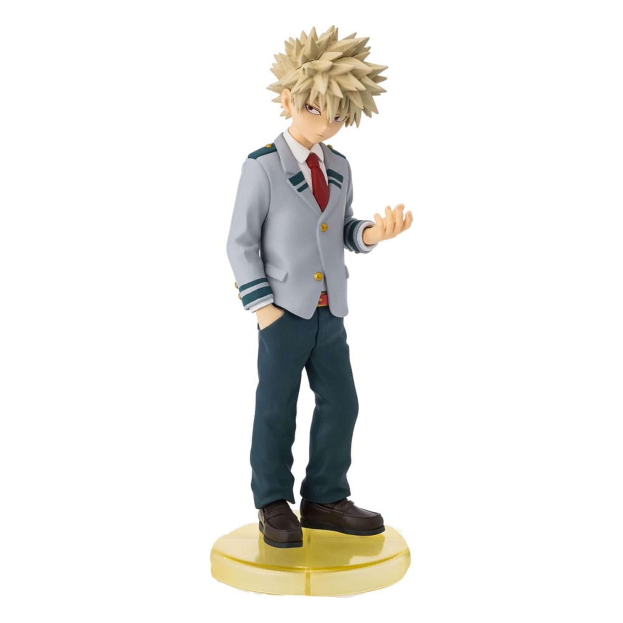 ADOKENATTE KATSUKI BAKUGO MY HERO ACADEMIA ESTATUA ADOKENATTE KATSUKI BAKUGO MY HERO ACADEMIA ESTATUA. figura oficial de PVC de Katsuki Bakugo lo muestra con su uniforme escolar en un formato compacto de 14 cm.